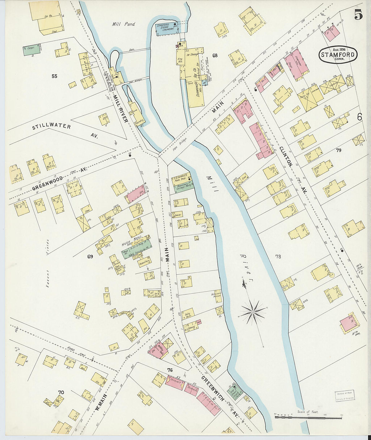 Stamford, Fairfield County, Connecticut 1896 (Sheet 5 of 17) by Relic Map Company