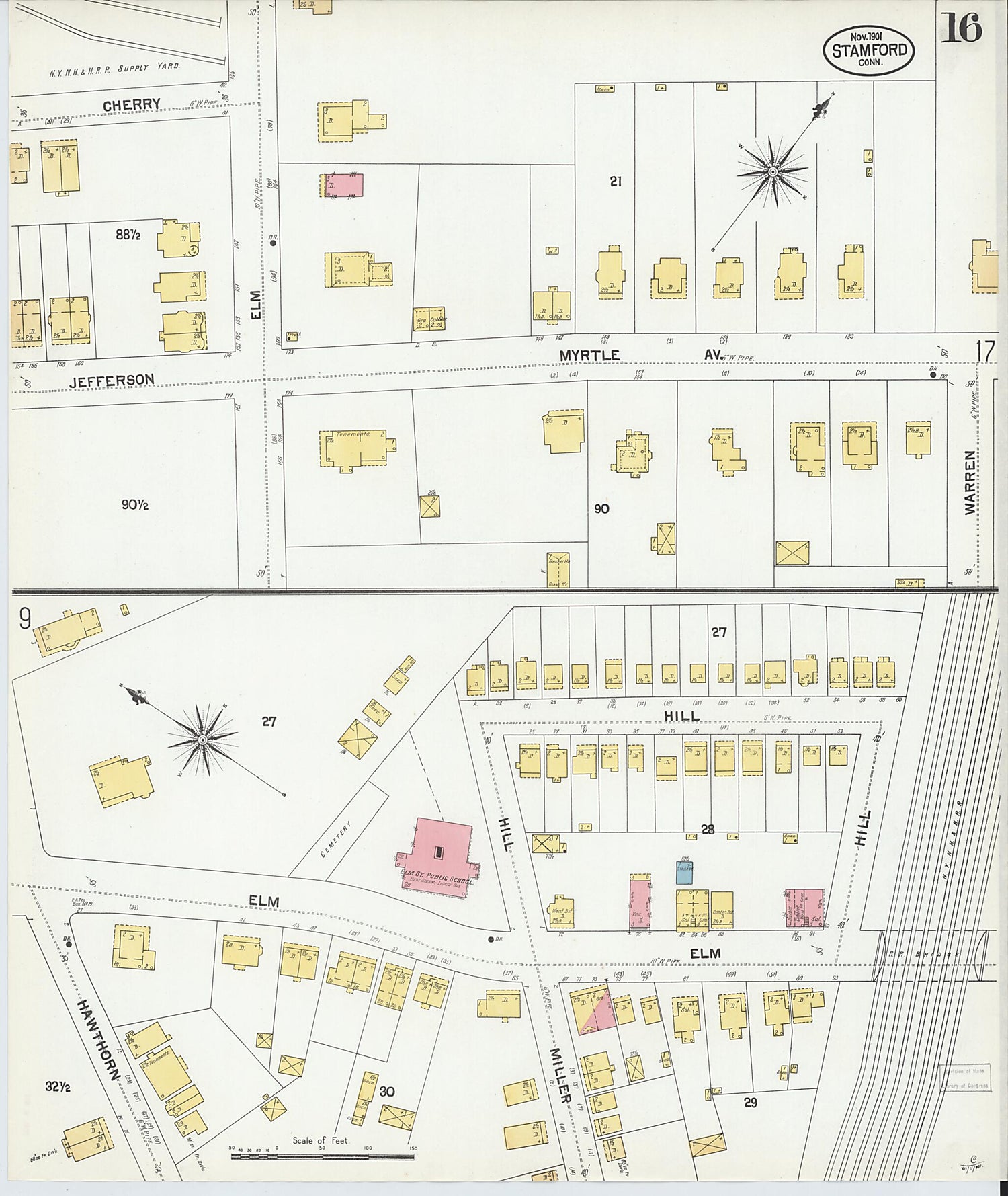 This old map of Stamford, Fairfield County, Connecticut was created by Sanborn Map Company in 1901