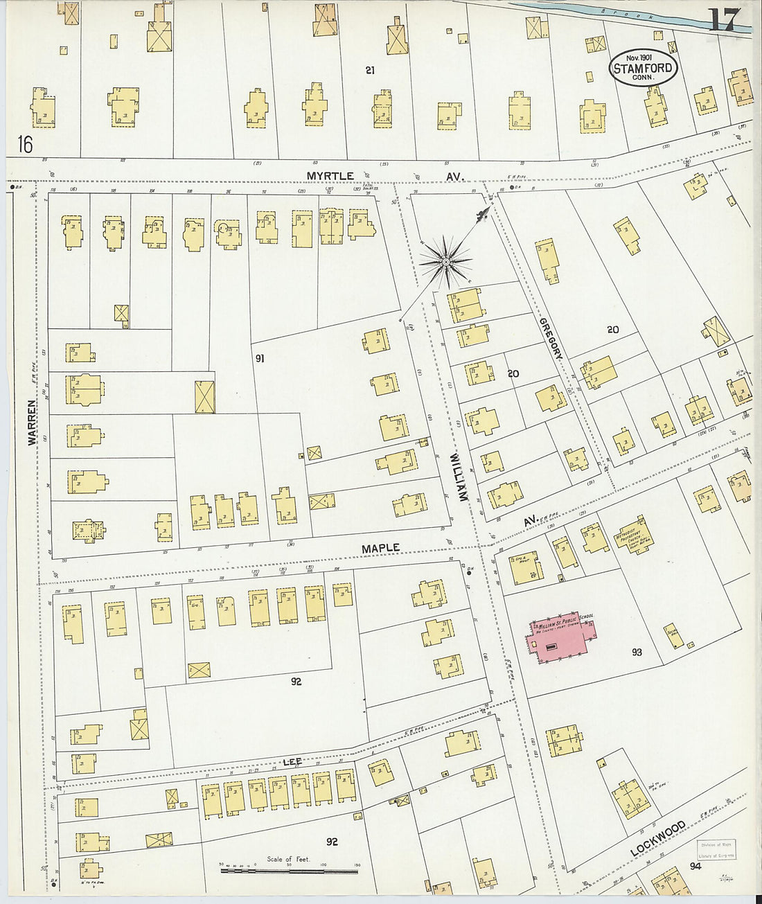 This old map of Stamford, Fairfield County, Connecticut was created by Sanborn Map Company in 1901