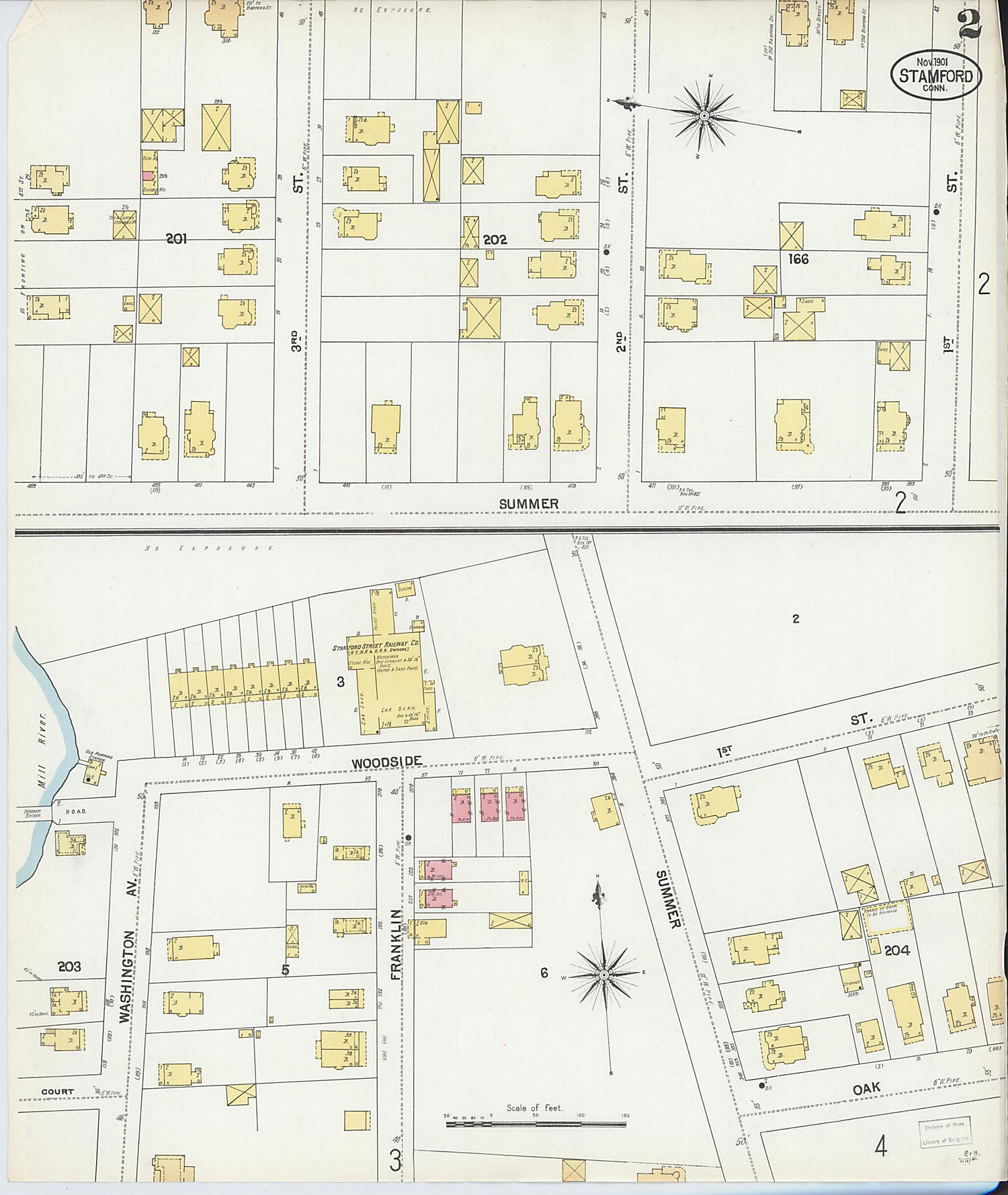 This old map of Stamford, Fairfield County, Connecticut was created by Sanborn Map Company in 1901