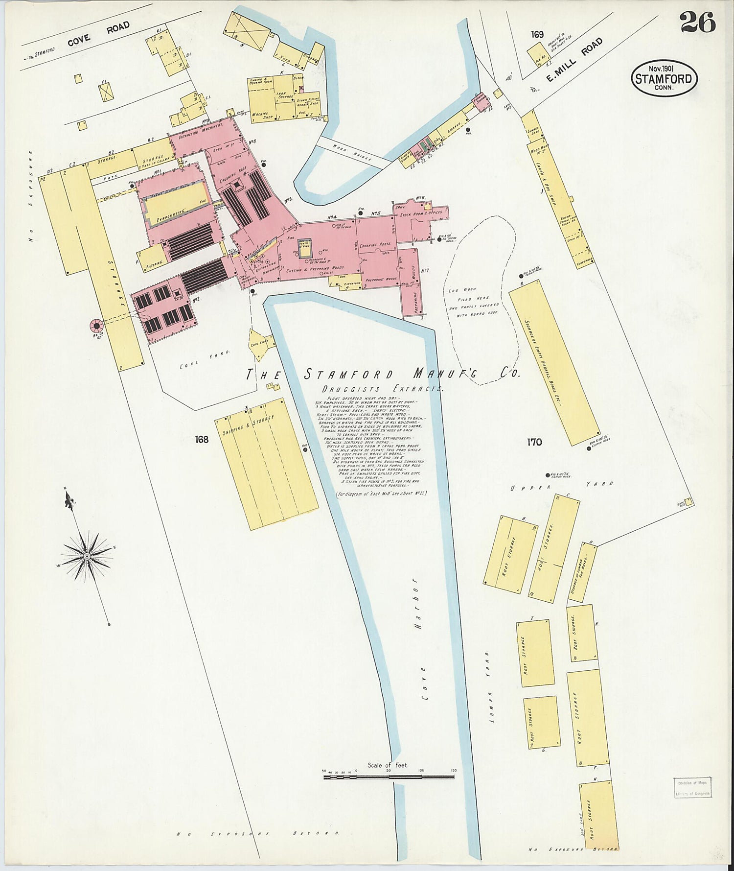 This old map of Stamford, Fairfield County, Connecticut was created by Sanborn Map Company in 1901