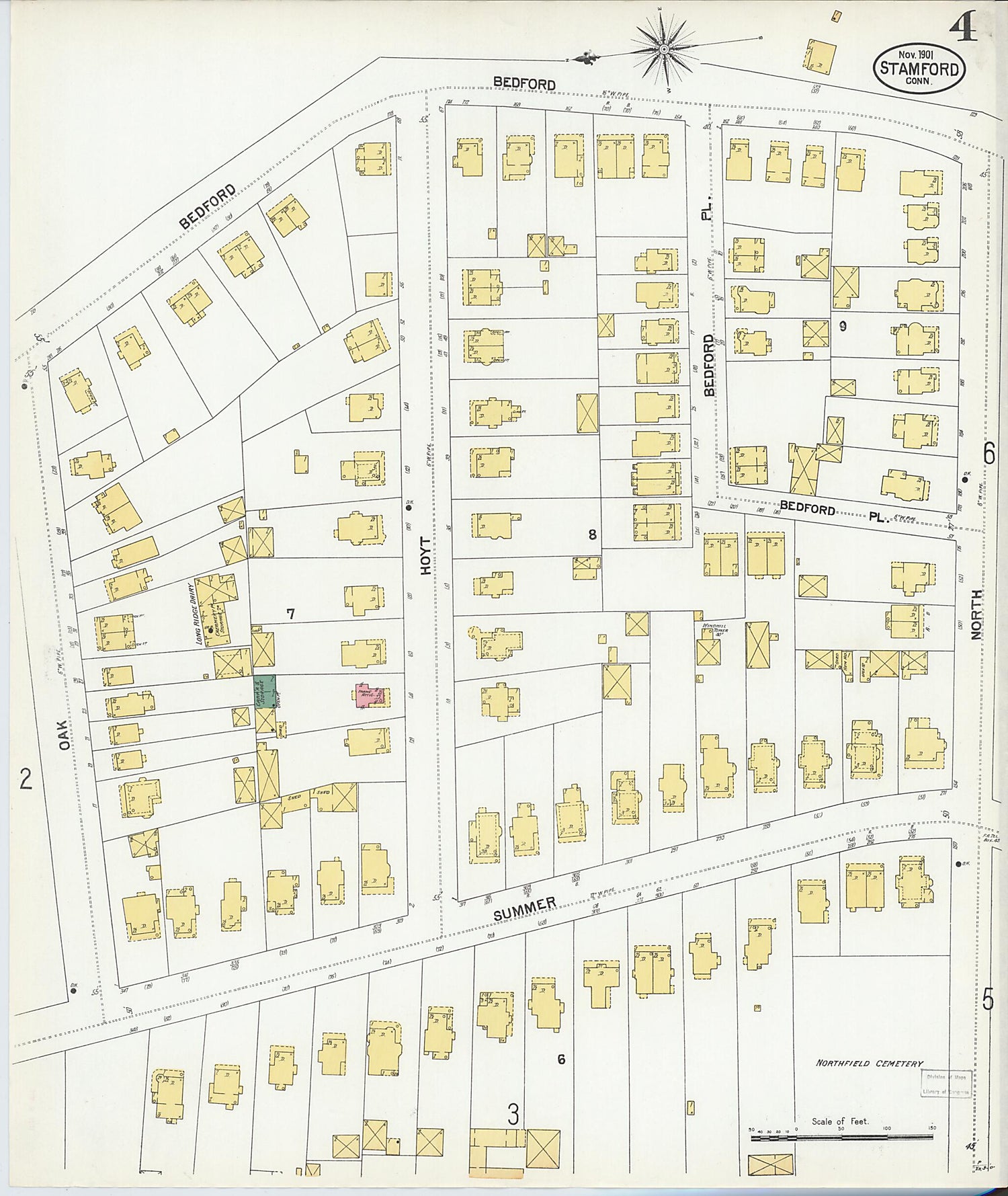 This old map of Stamford, Fairfield County, Connecticut was created by Sanborn Map Company in 1901