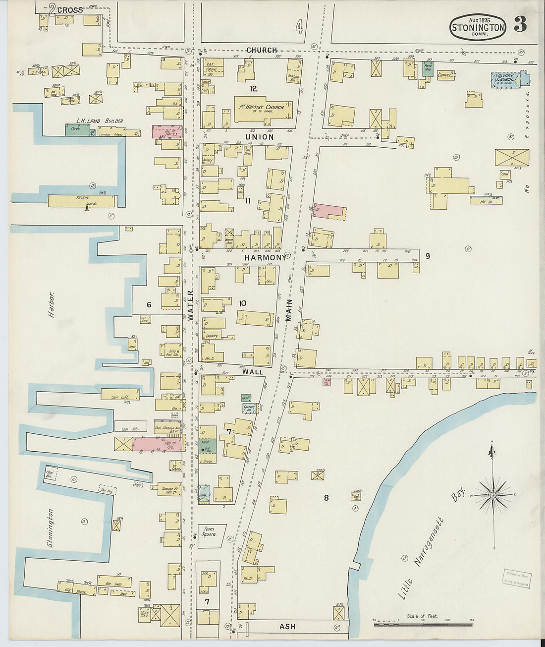 This old map of Stonington, New London County, Connecticut was created by Sanborn Map Company in 1895
