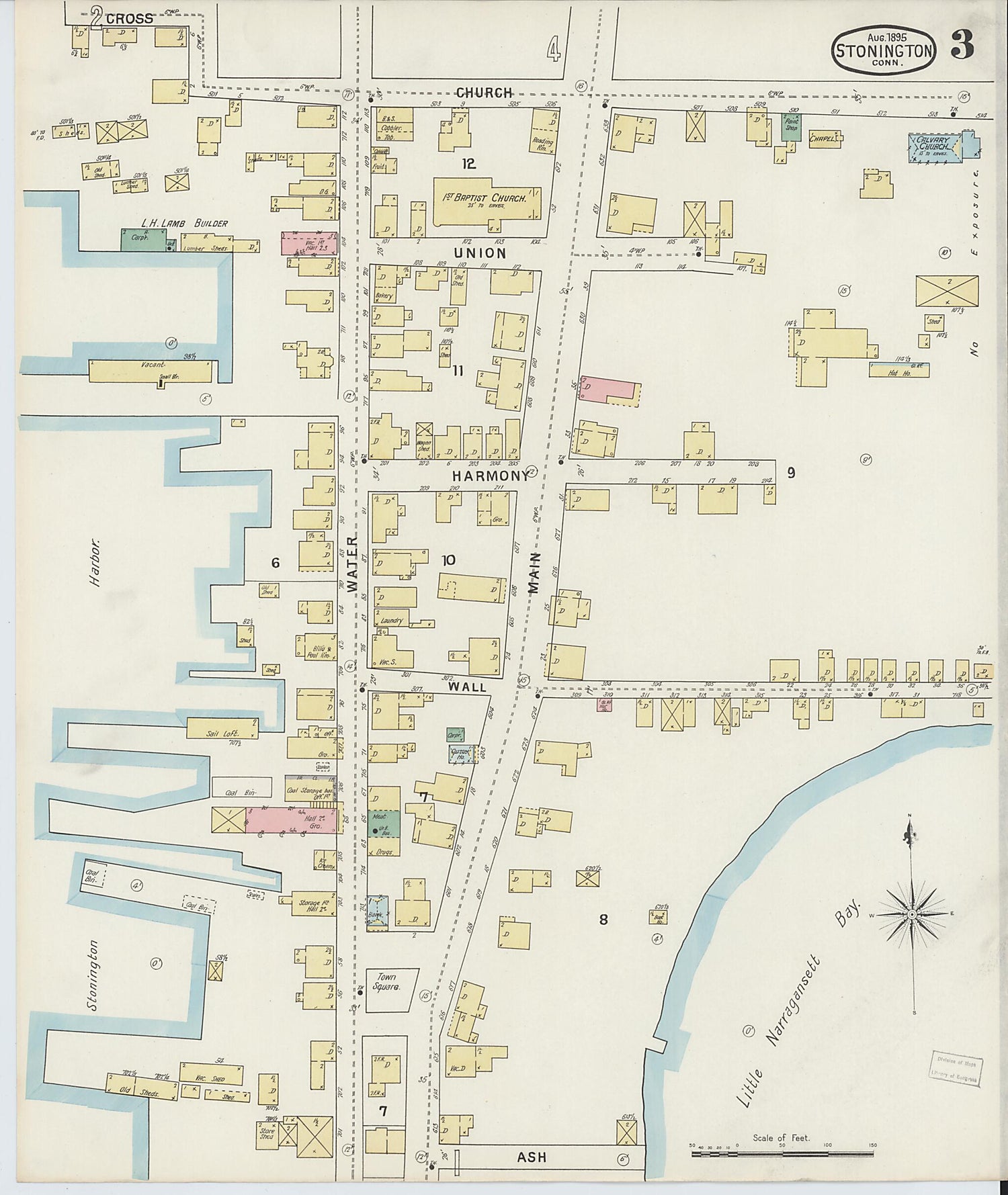 This old map of Stonington, New London County, Connecticut was created by Sanborn Map Company in 1895