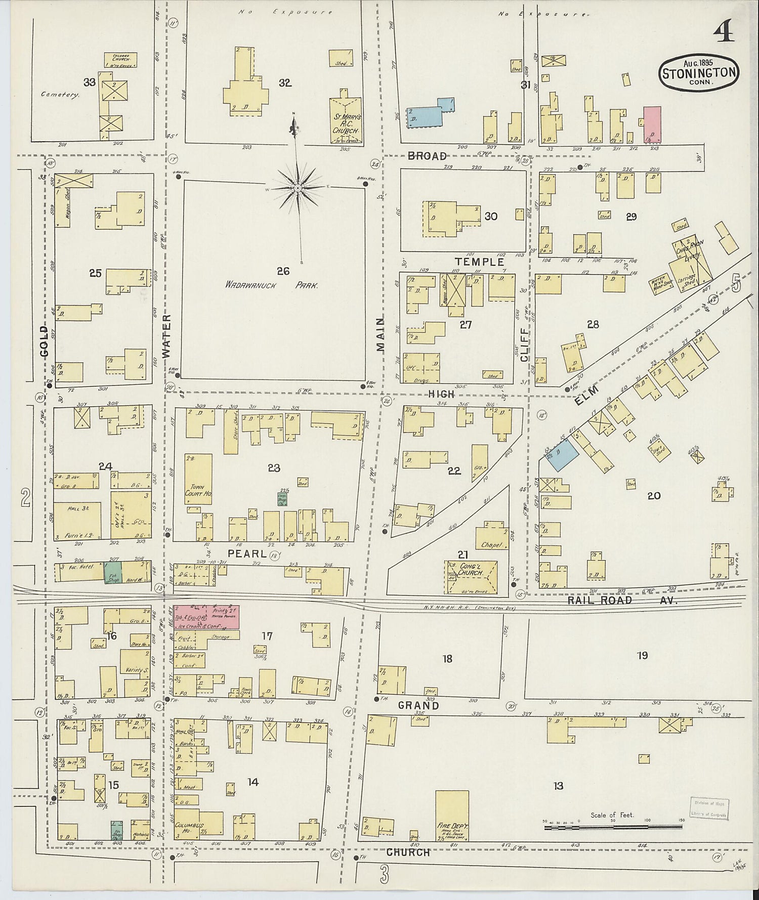 This old map of Stonington, New London County, Connecticut was created by Sanborn Map Company in 1895