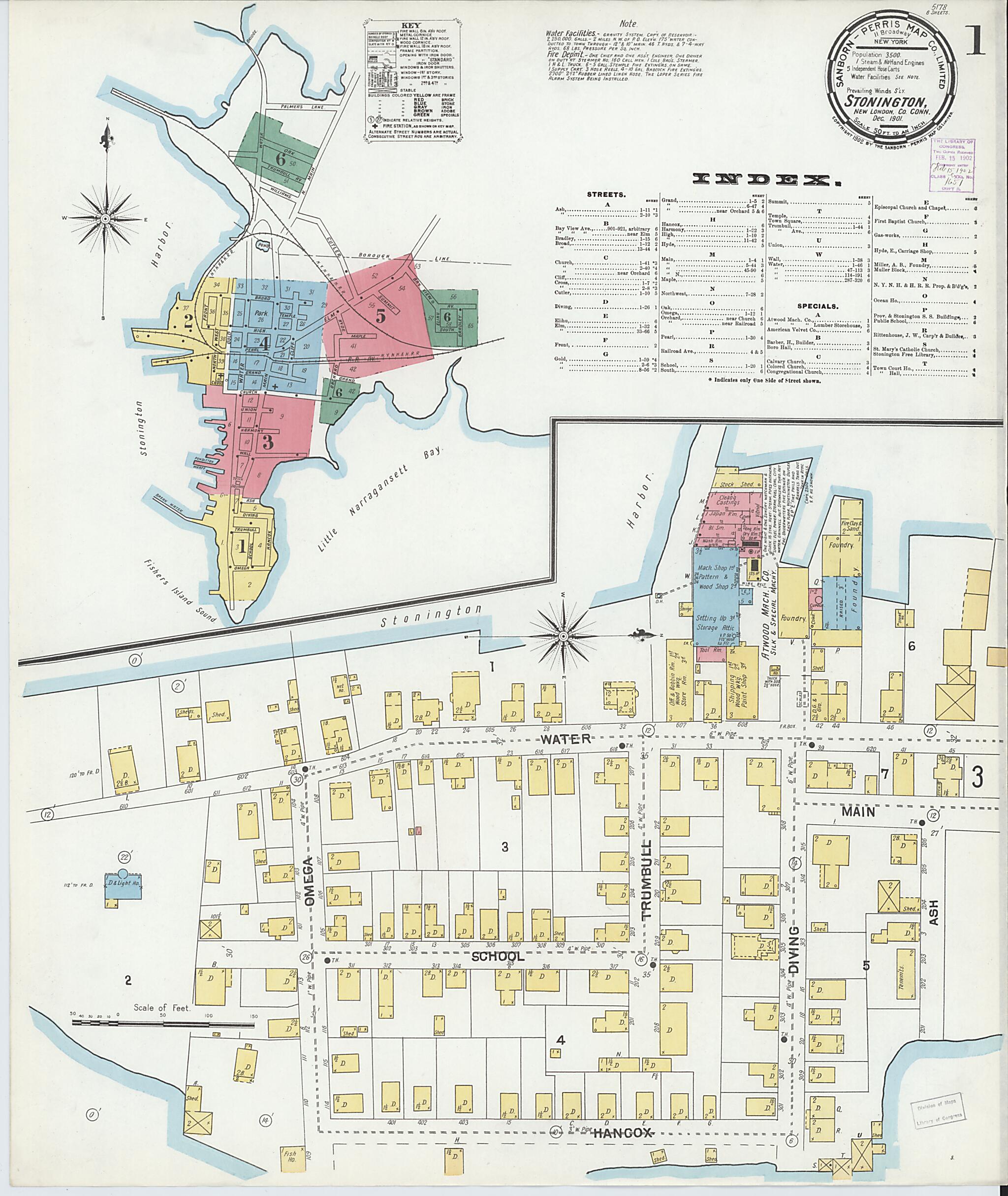 This old map of Stonington, New London County, Connecticut was created by Sanborn Map Company in 1901
