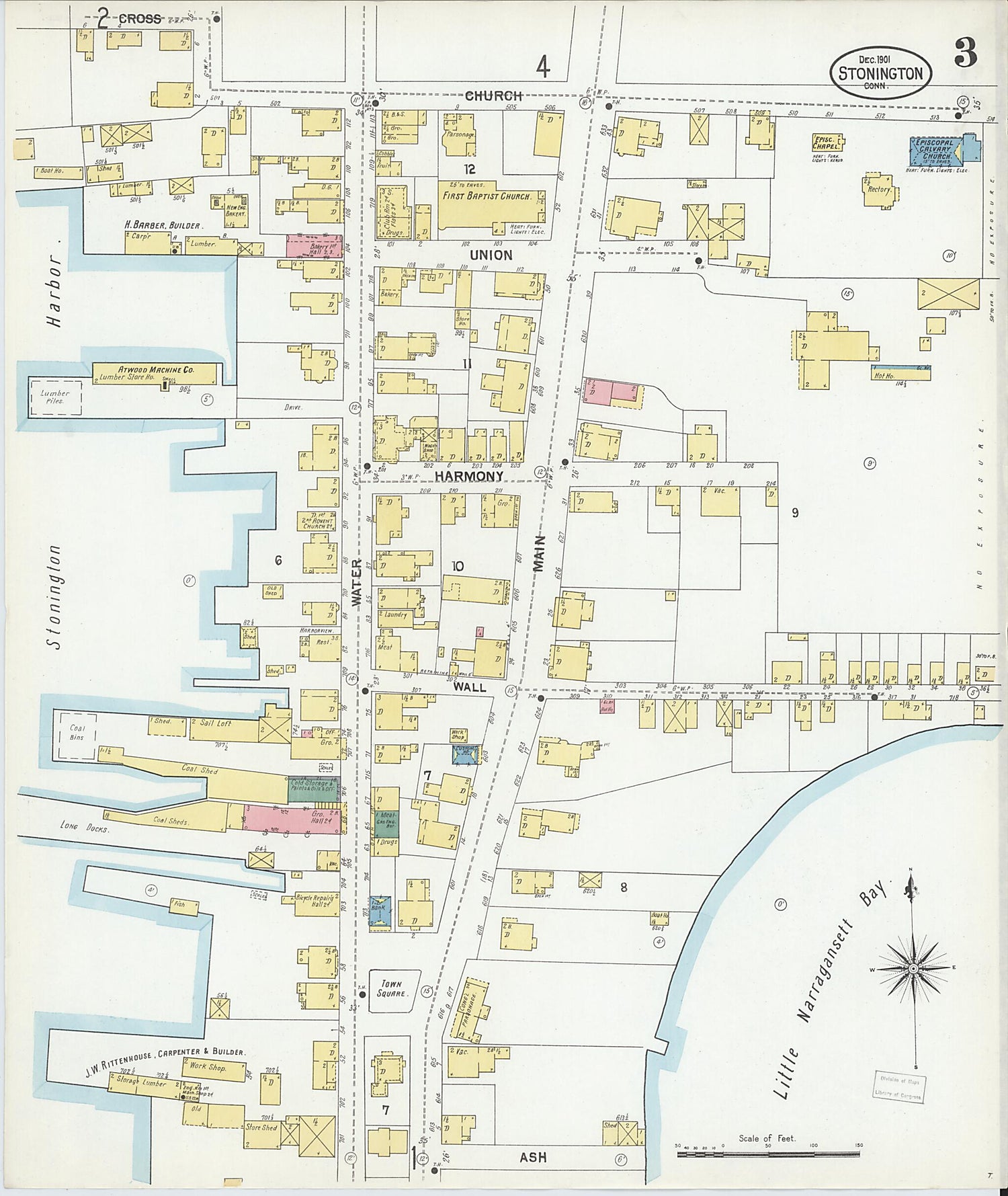 This old map of Stonington, New London County, Connecticut was created by Sanborn Map Company in 1901