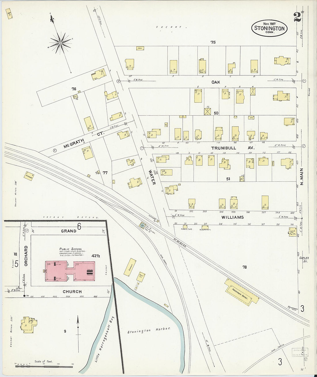 This old map of Stonington, New London County, Connecticut was created by Sanborn Map Company in 1907
