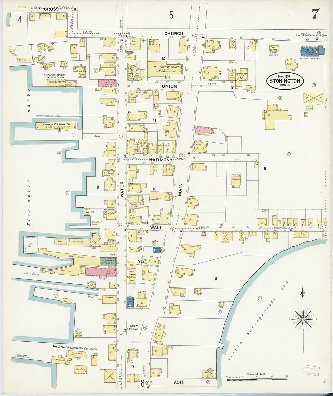 This old map of Stonington, New London County, Connecticut was created by Sanborn Map Company in 1907
