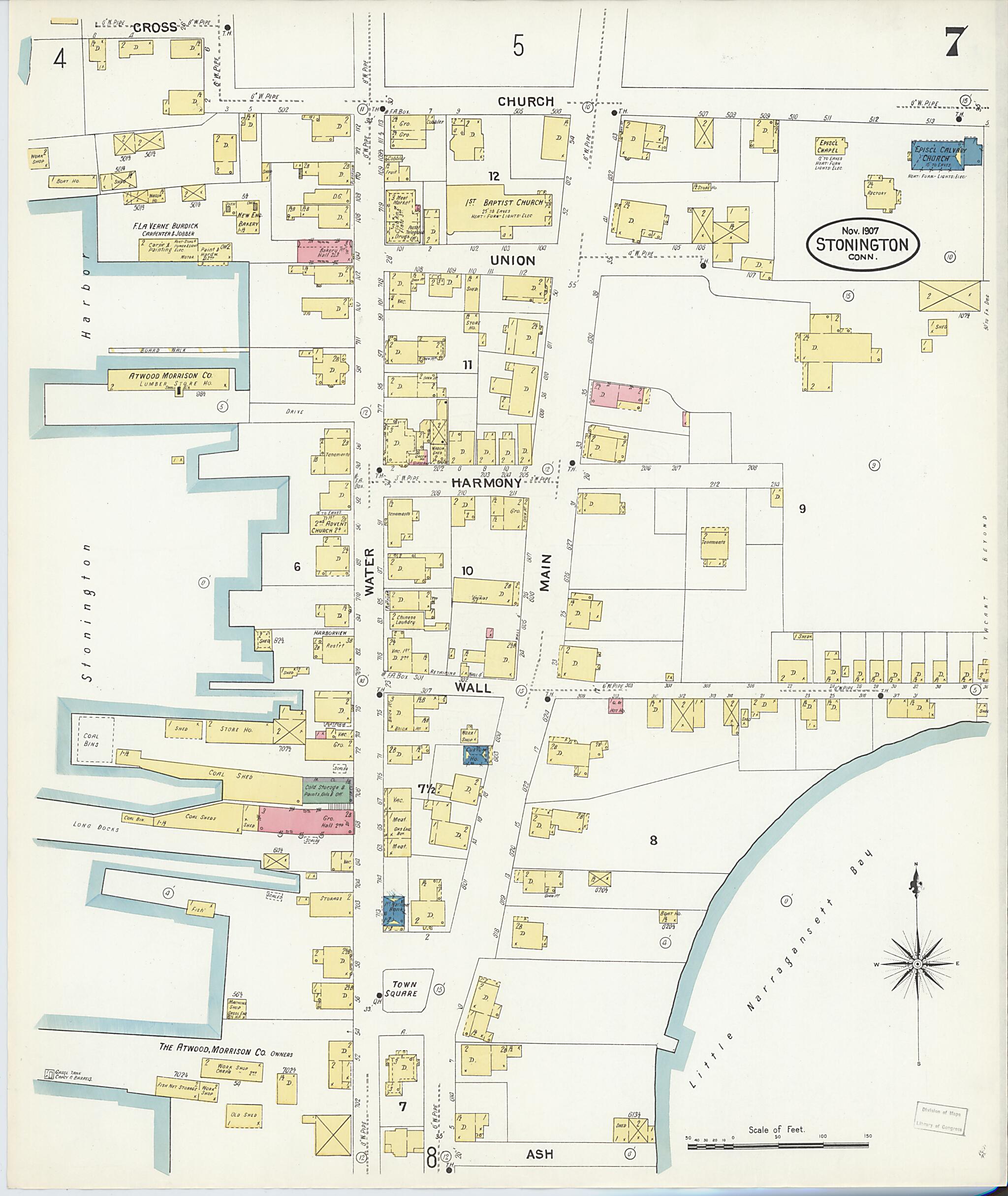 This old map of Stonington, New London County, Connecticut was created by Sanborn Map Company in 1907