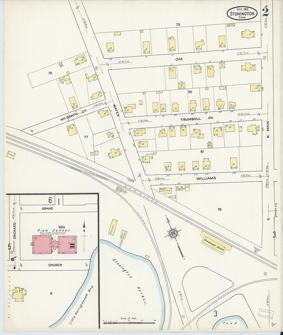 This old map of Stonington, New London County, Connecticut was created by Sanborn Map Company in 1912