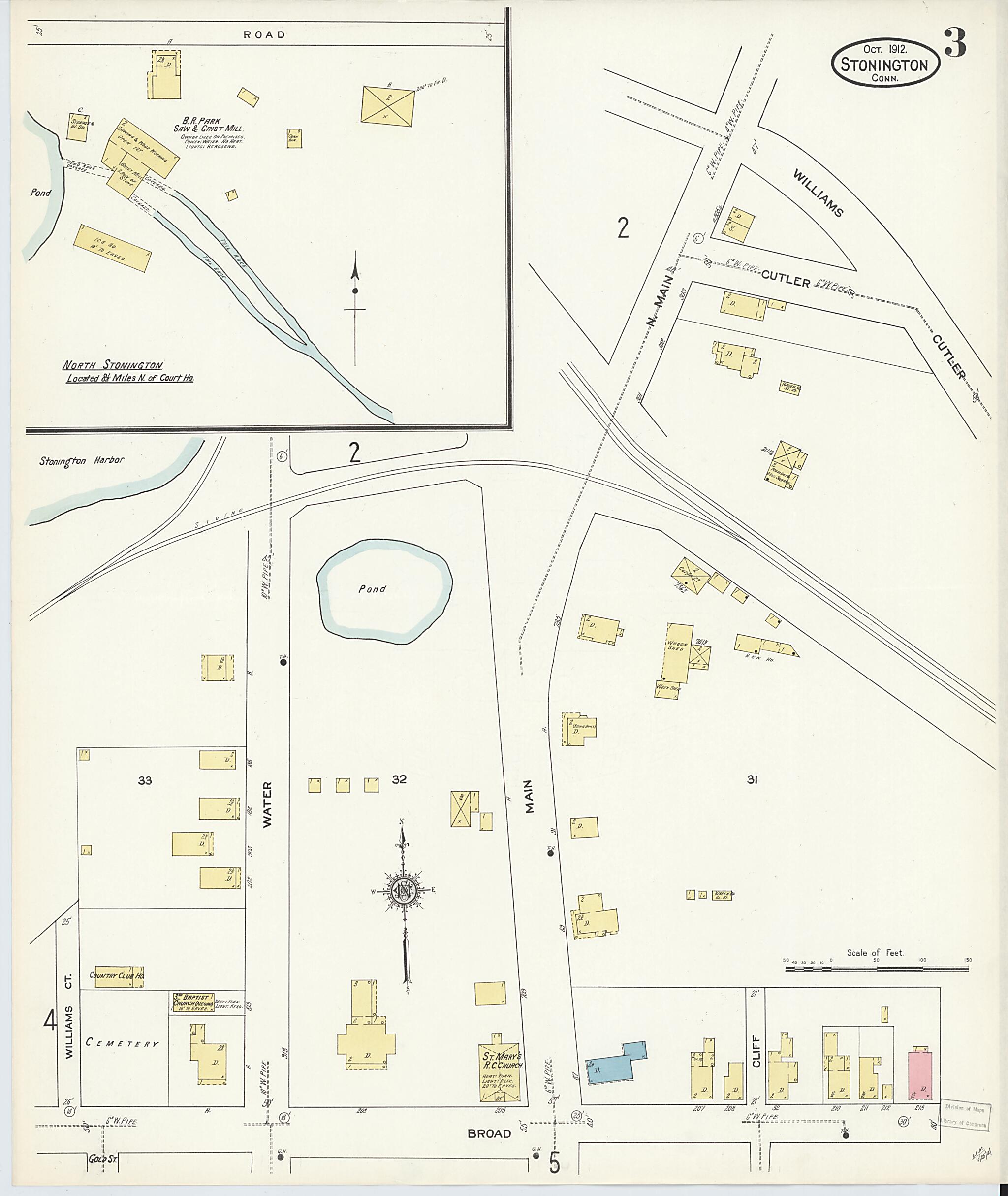 This old map of Stonington, New London County, Connecticut was created by Sanborn Map Company in 1912