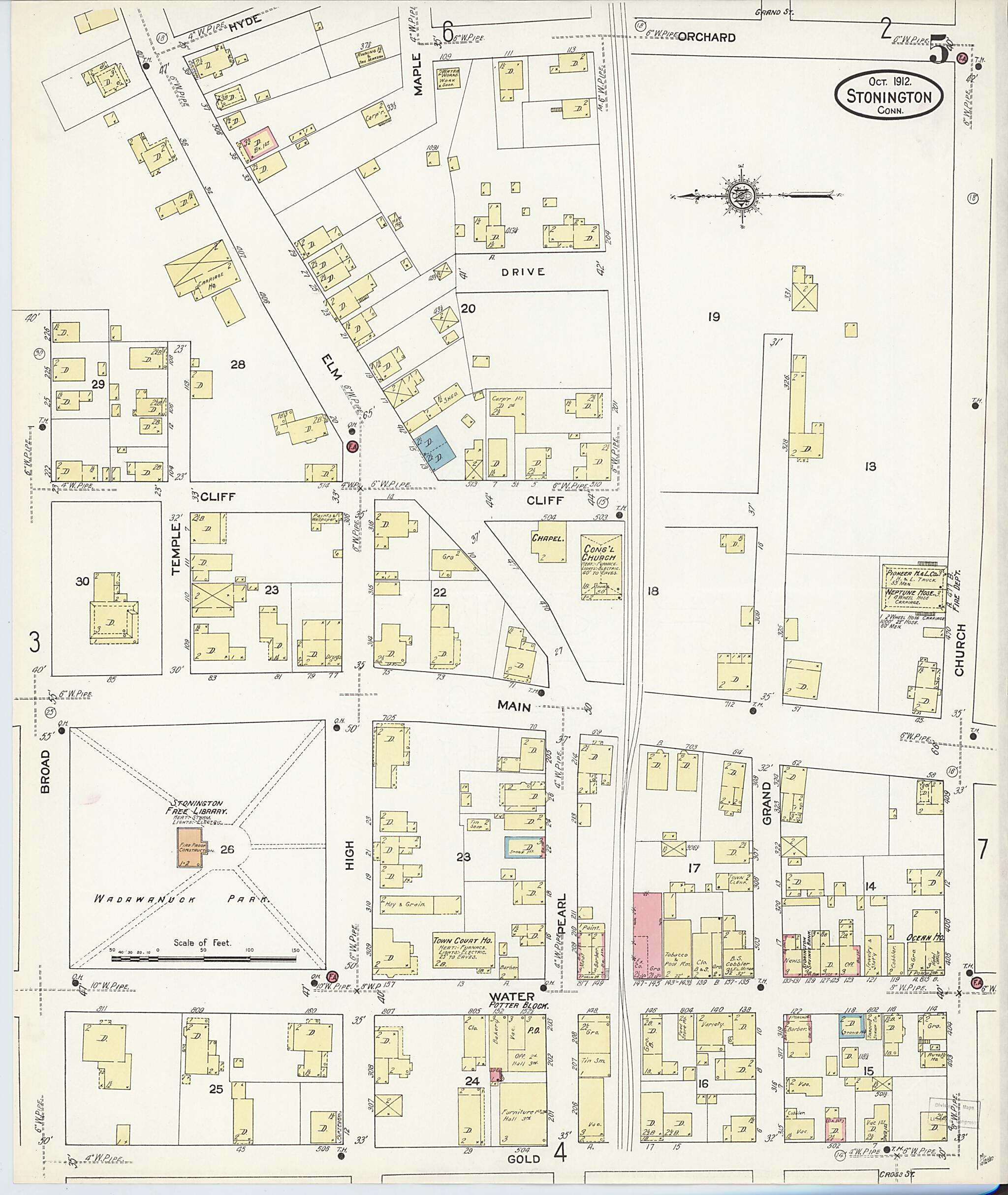 This old map of Stonington, New London County, Connecticut was created by Sanborn Map Company in 1912