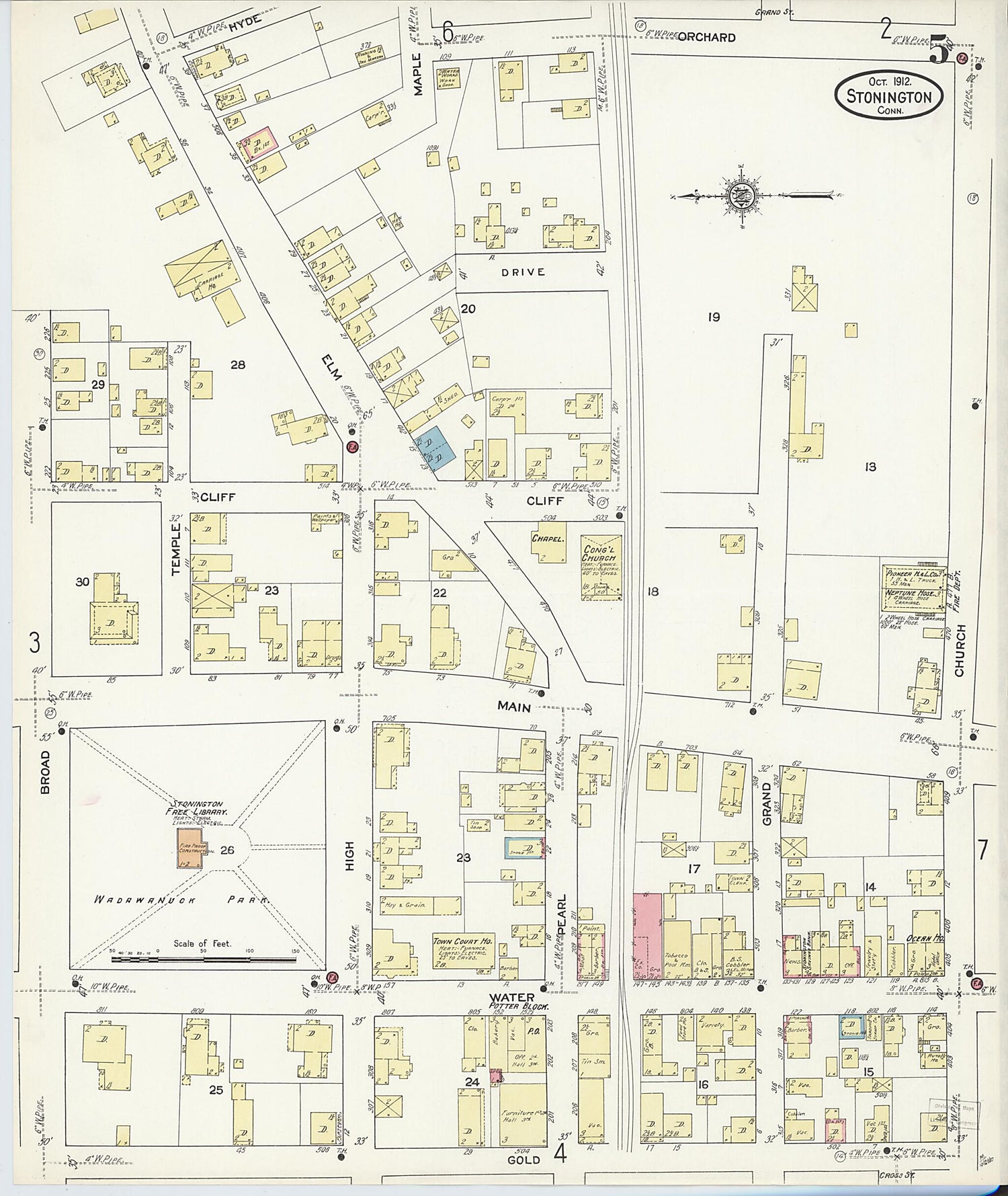 This old map of Stonington, New London County, Connecticut was created by Sanborn Map Company in 1912