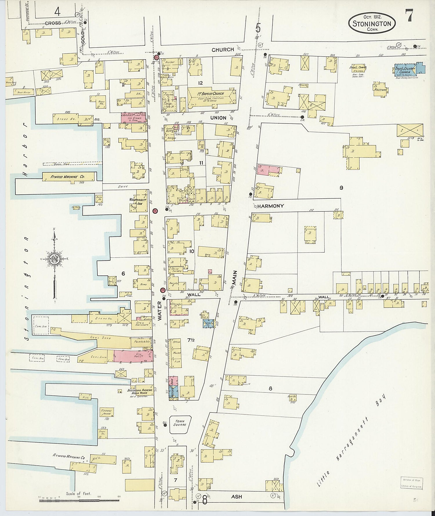 This old map of Stonington, New London County, Connecticut was created by Sanborn Map Company in 1912