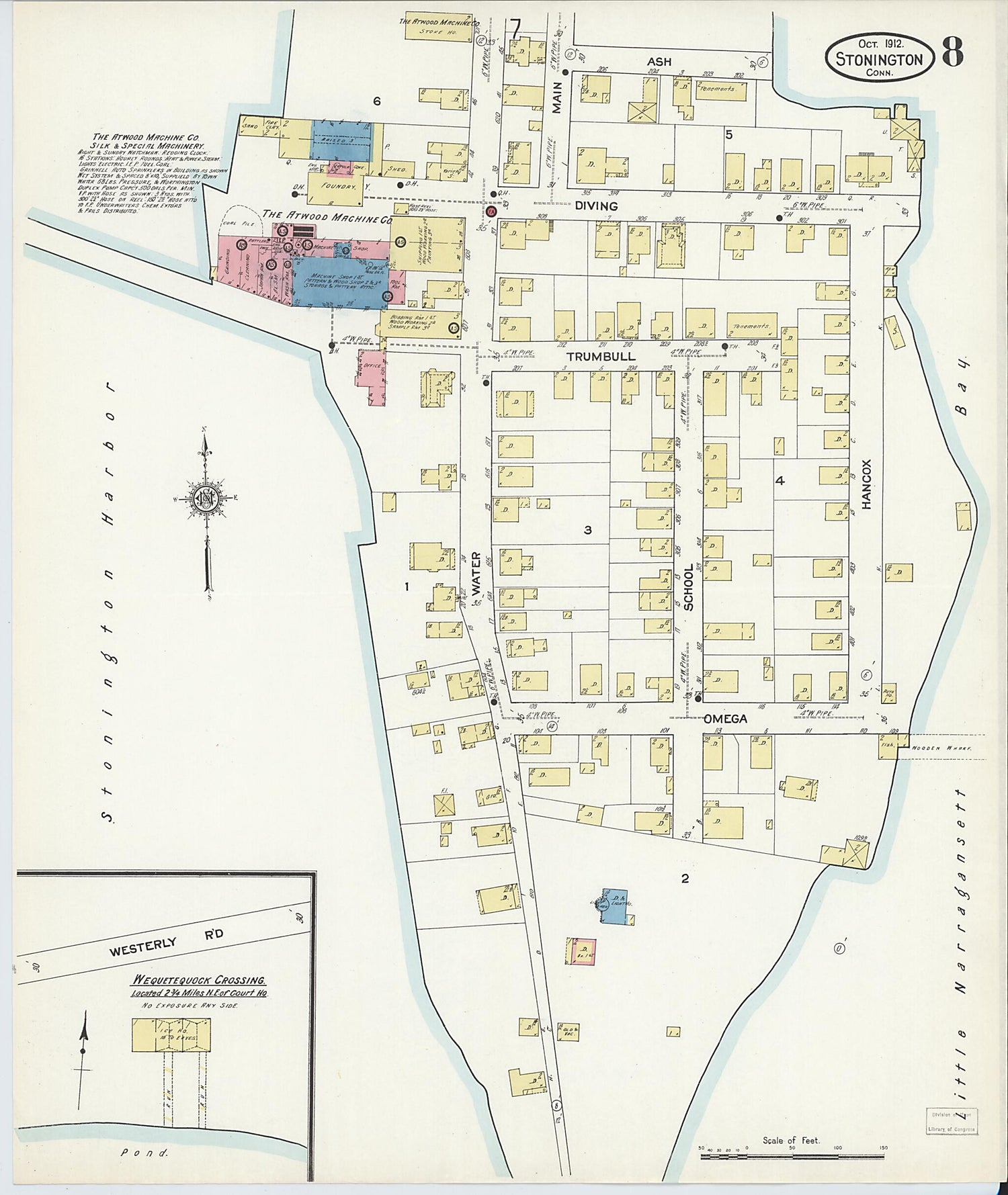 This old map of Stonington, New London County, Connecticut was created by Sanborn Map Company in 1912