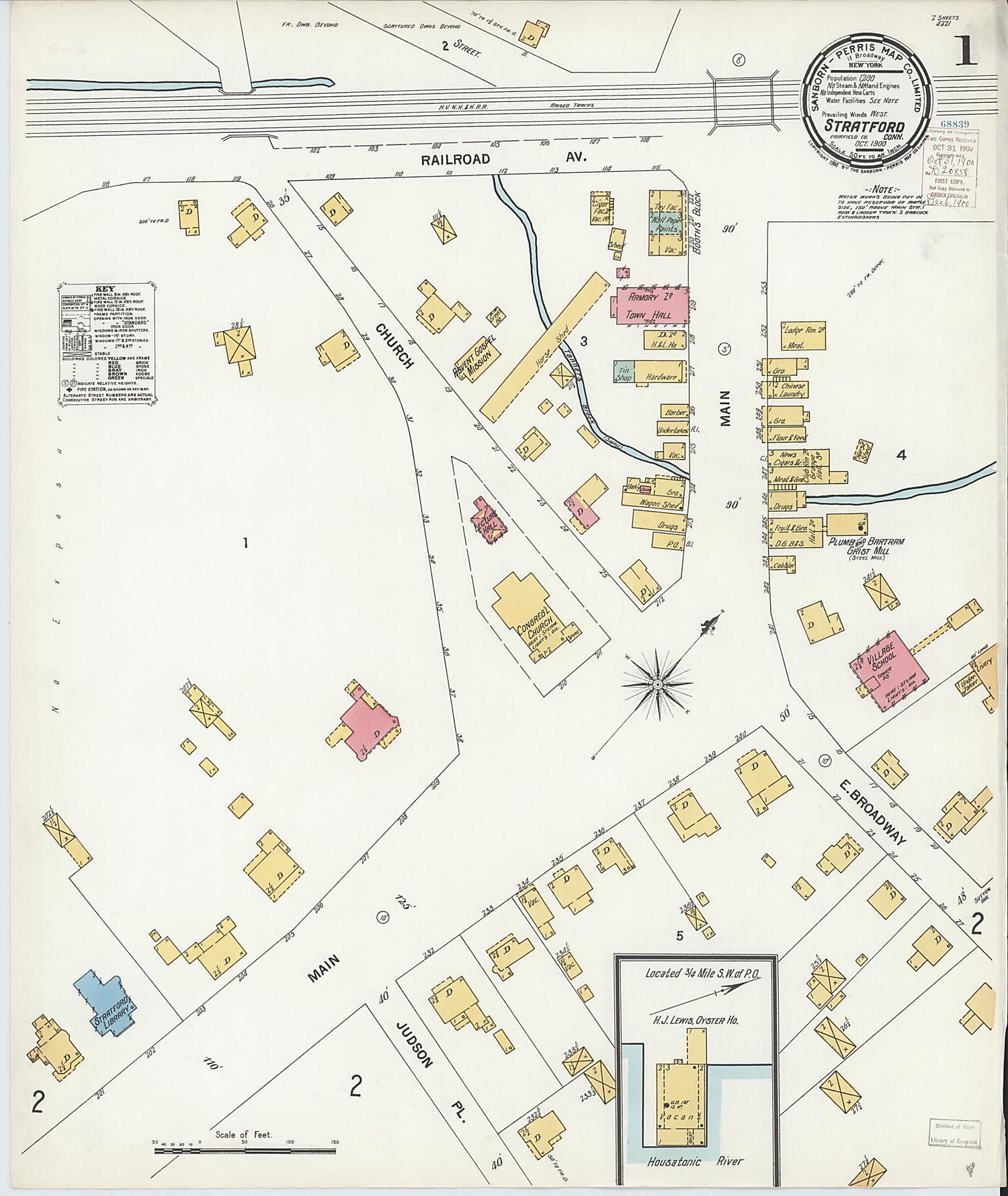 This old map of Stratford, Fairfield County, Connecticut was created by Sanborn Map Company in 1900