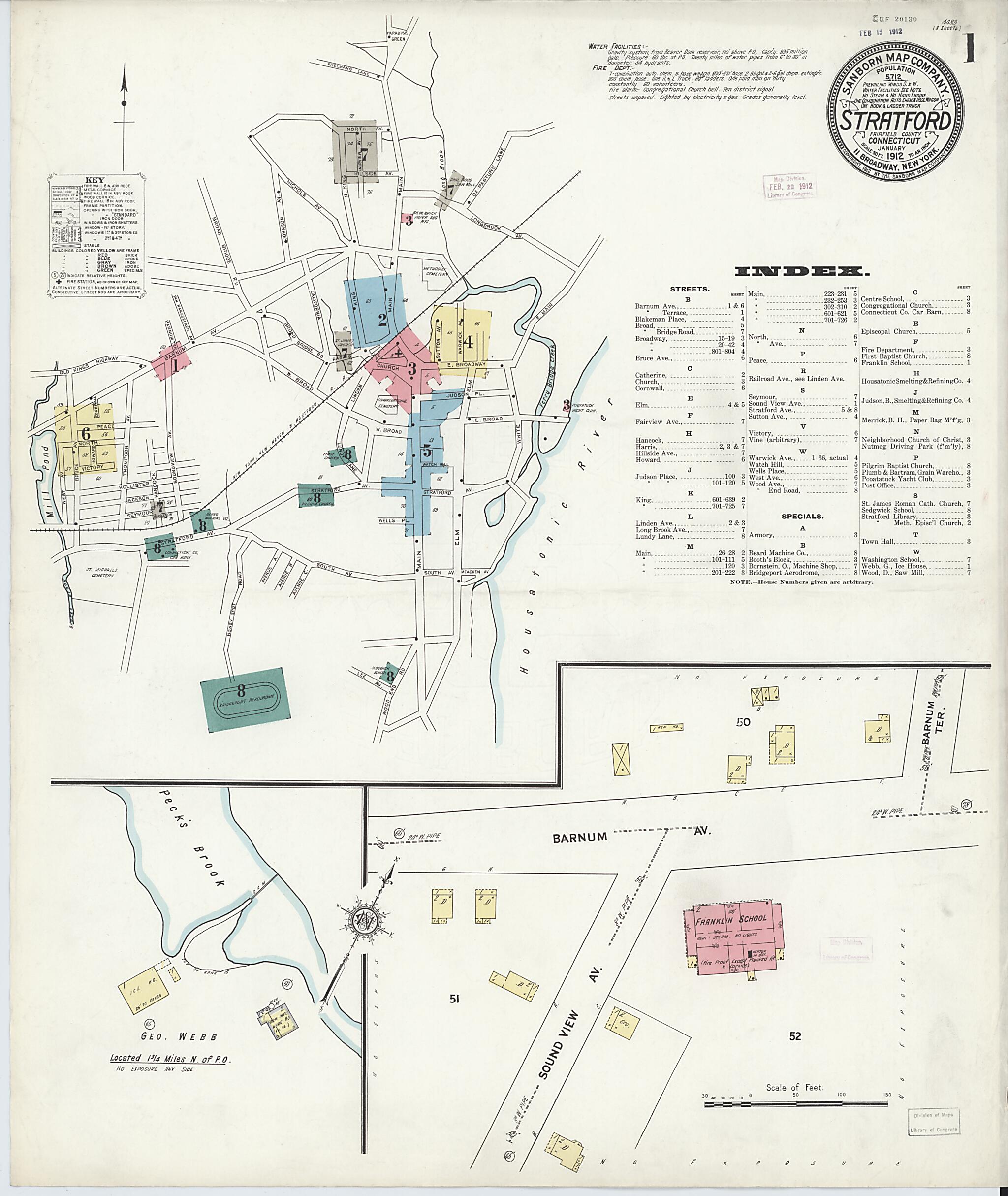 This old map of Stratford, Fairfield County, Connecticut was created by Sanborn Map Company in 1912