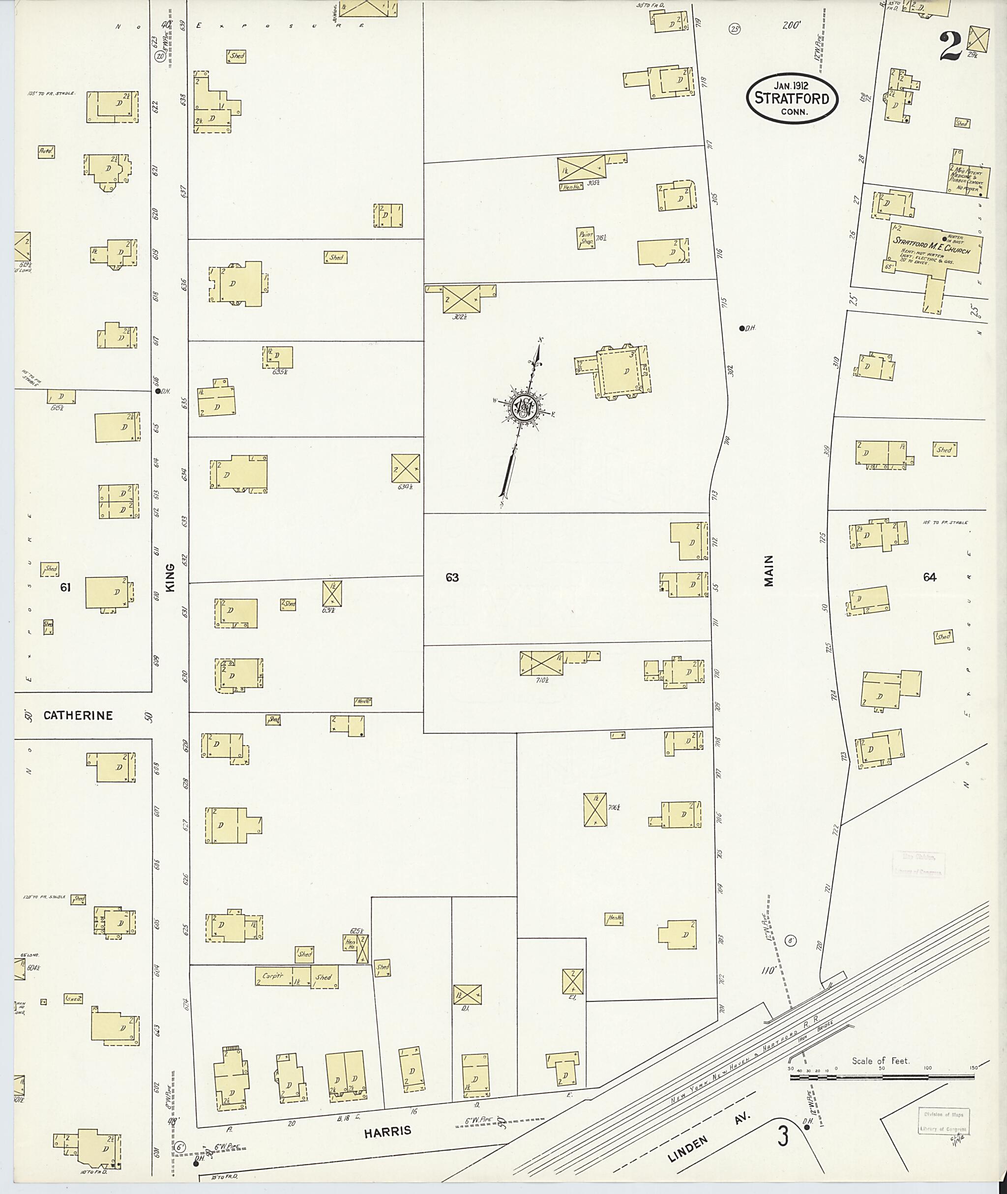 This old map of Stratford, Fairfield County, Connecticut was created by Sanborn Map Company in 1912