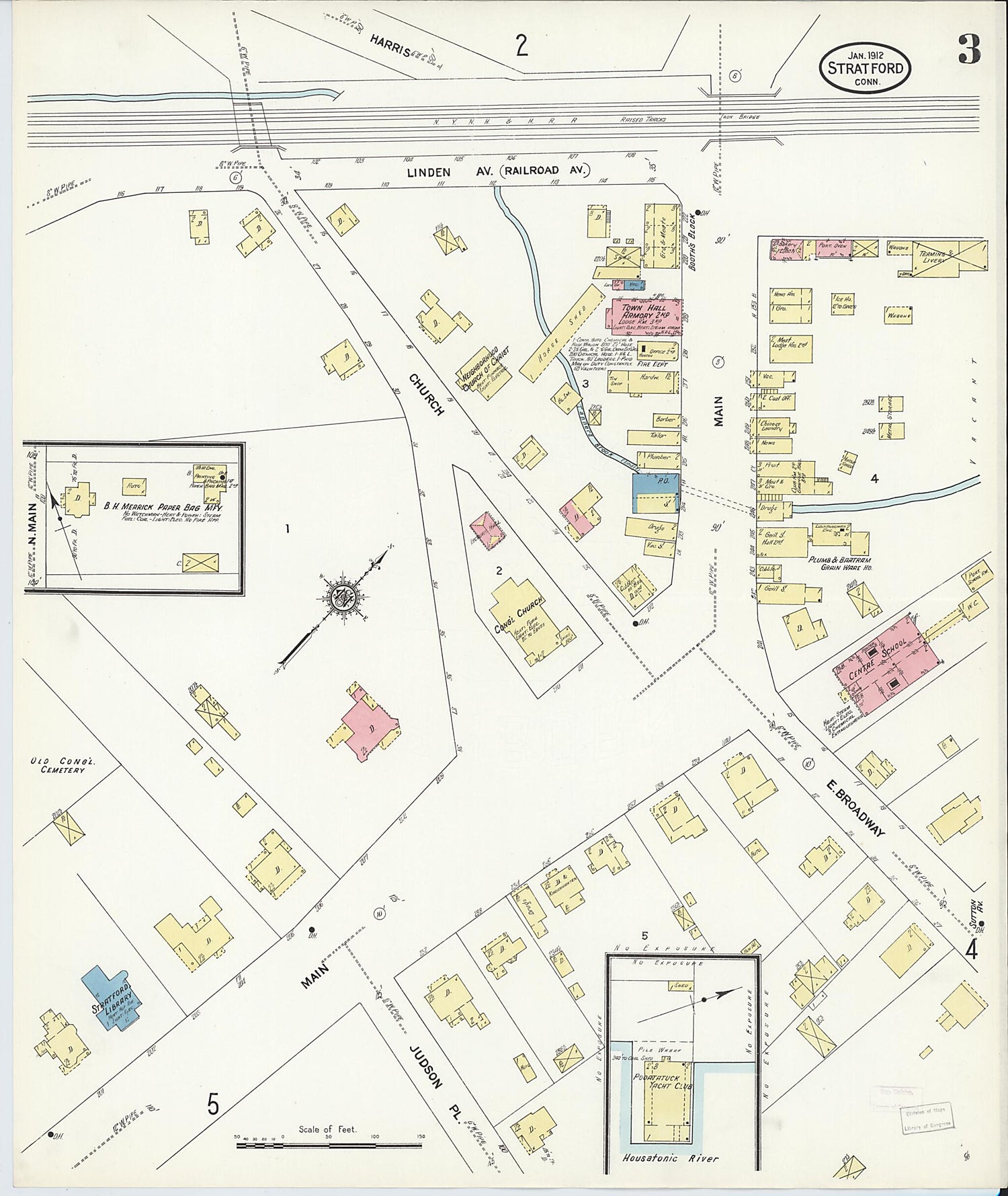 This old map of Stratford, Fairfield County, Connecticut was created by Sanborn Map Company in 1912