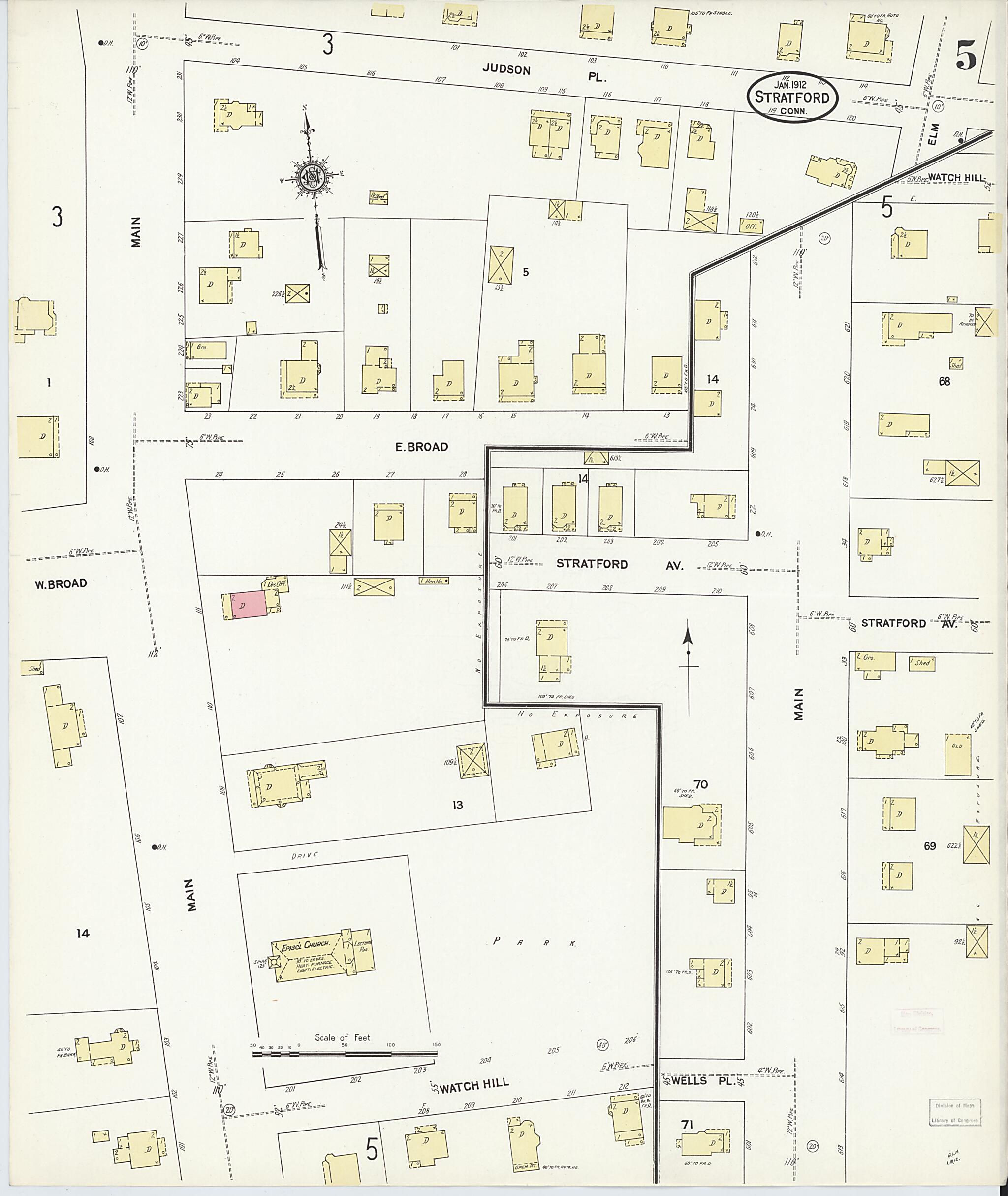 This old map of Stratford, Fairfield County, Connecticut was created by Sanborn Map Company in 1912