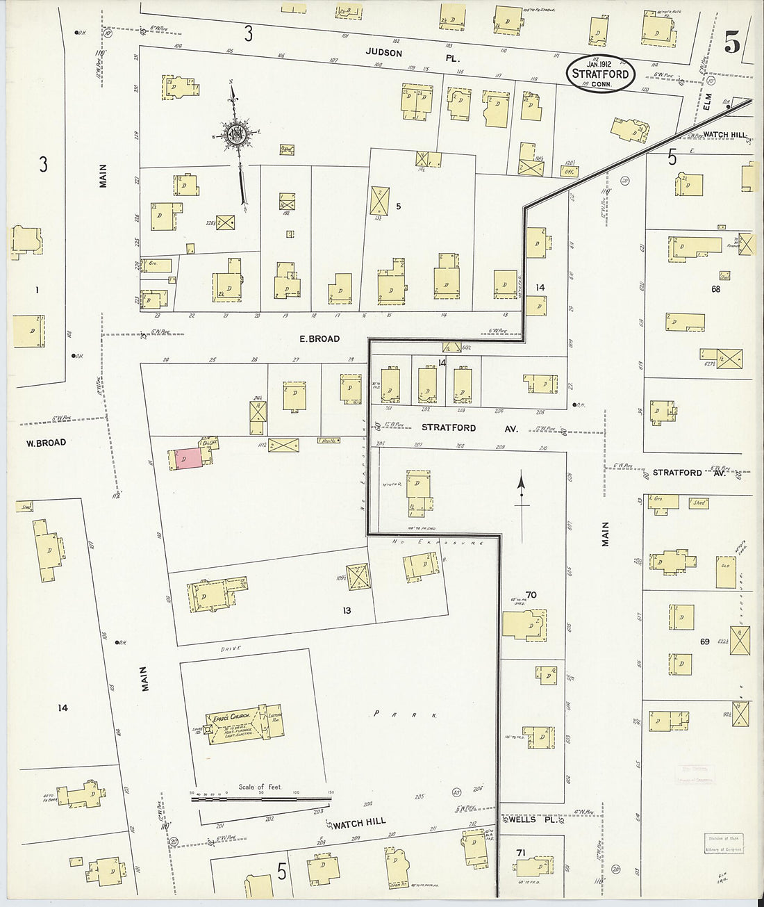 This old map of Stratford, Fairfield County, Connecticut was created by Sanborn Map Company in 1912