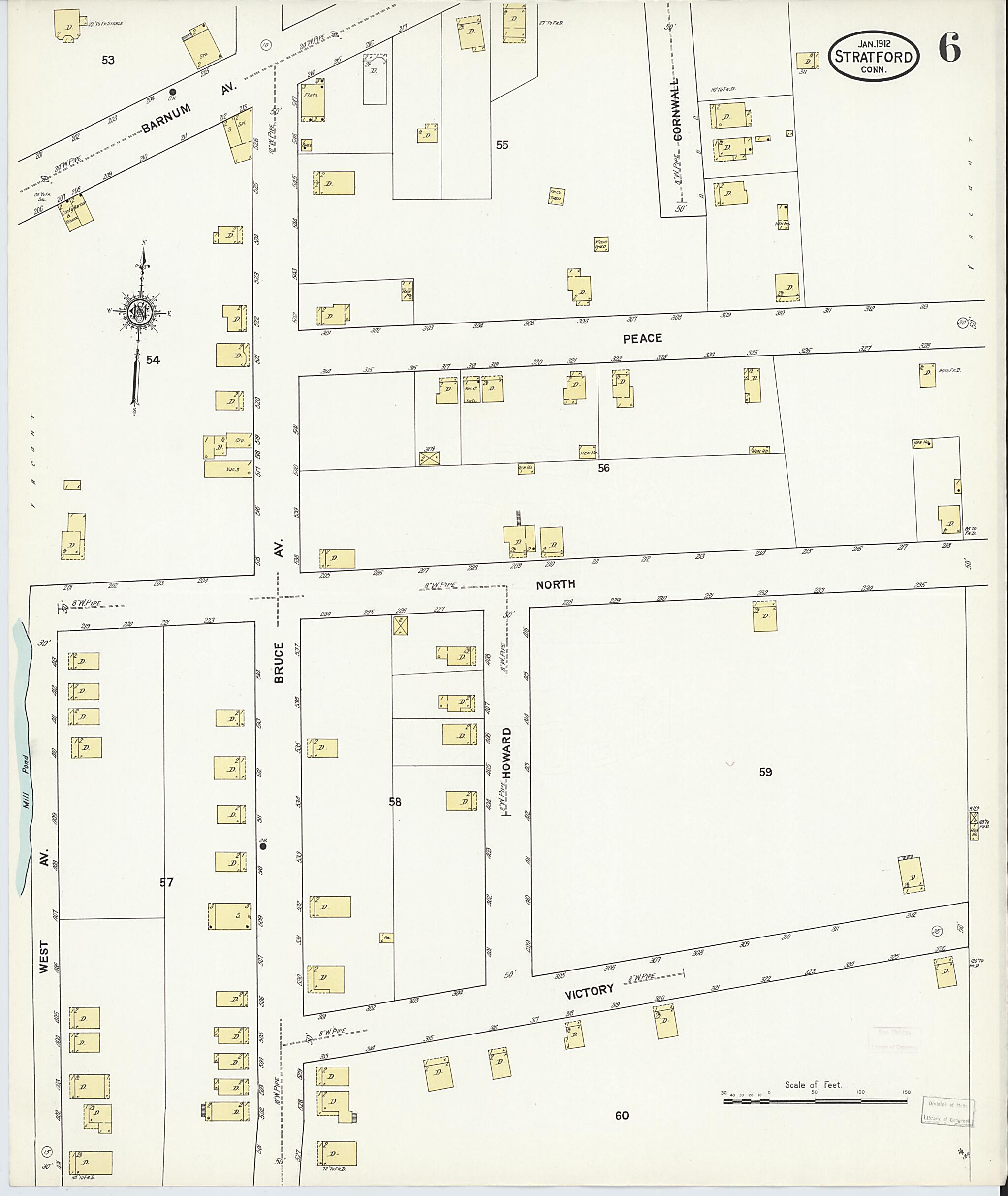 This old map of Stratford, Fairfield County, Connecticut was created by Sanborn Map Company in 1912