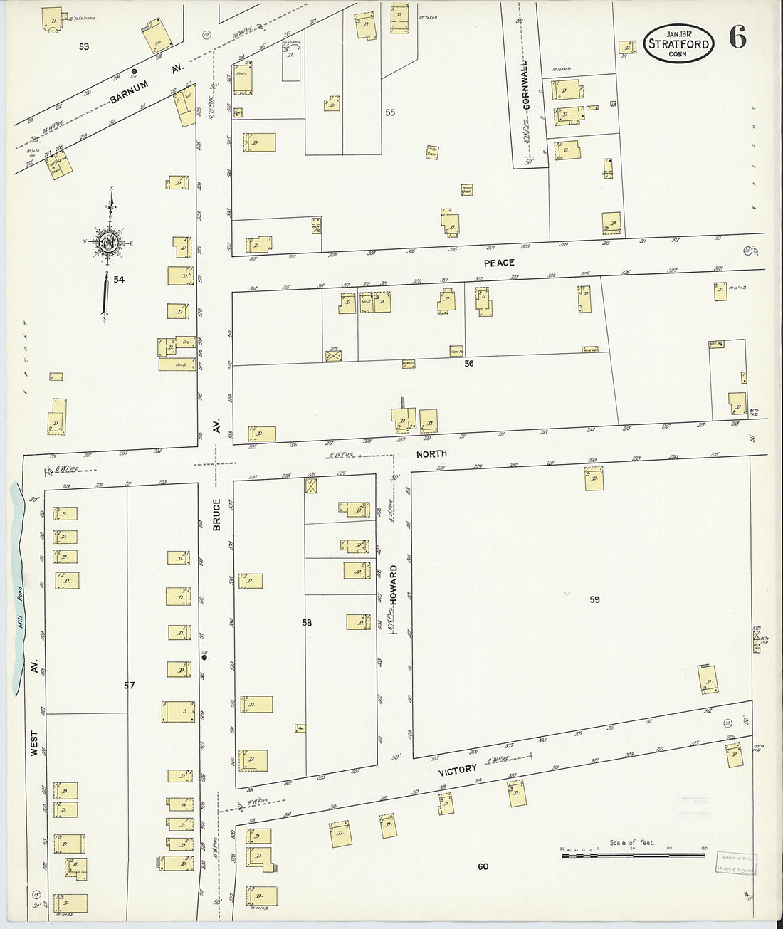 This old map of Stratford, Fairfield County, Connecticut was created by Sanborn Map Company in 1912