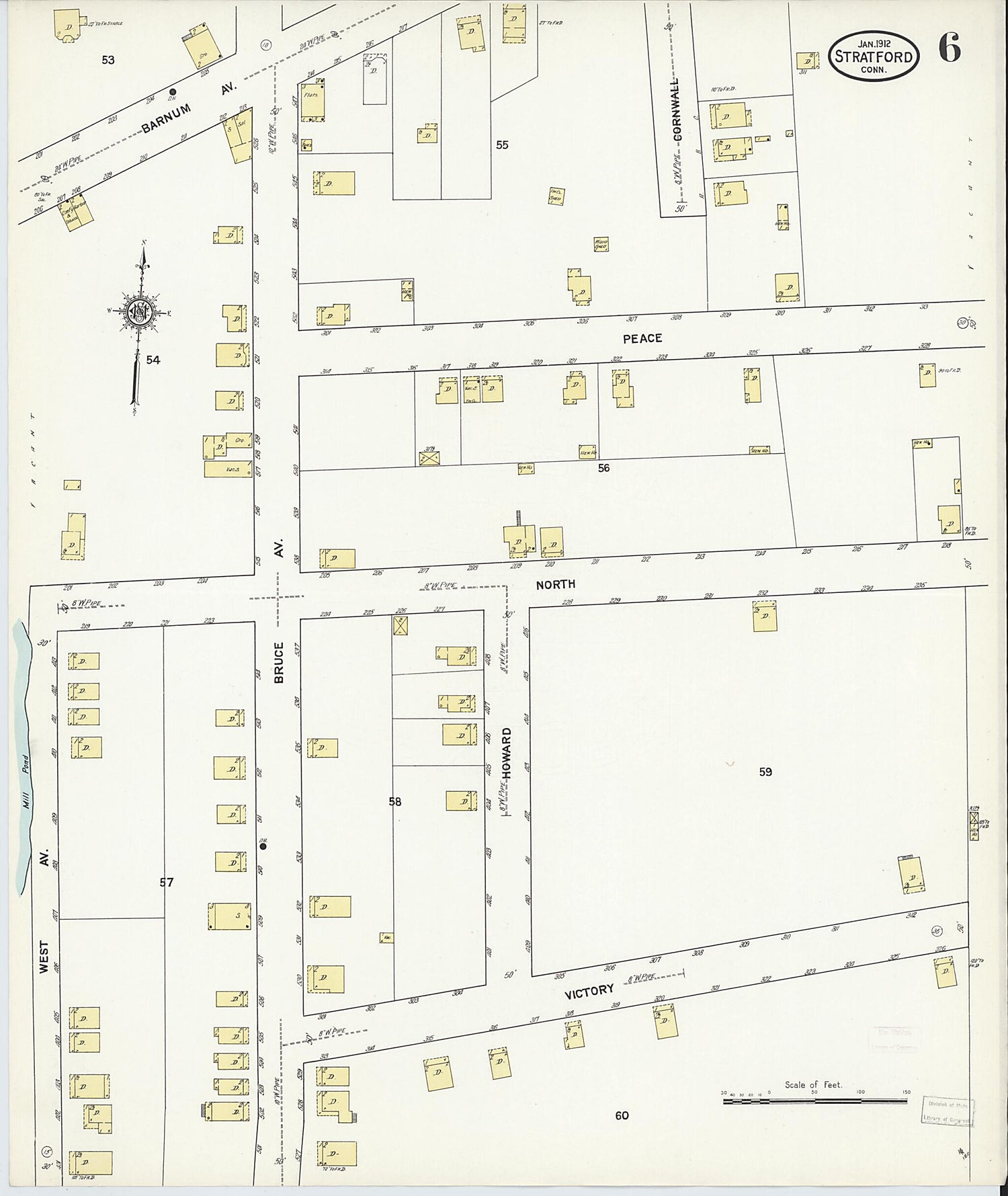 This old map of Stratford, Fairfield County, Connecticut was created by Sanborn Map Company in 1912