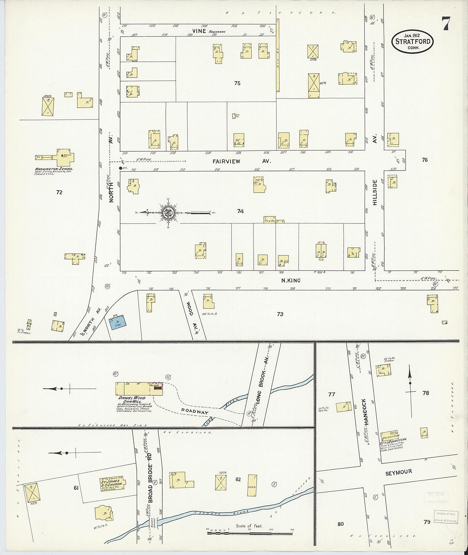 This old map of Stratford, Fairfield County, Connecticut was created by Sanborn Map Company in 1912