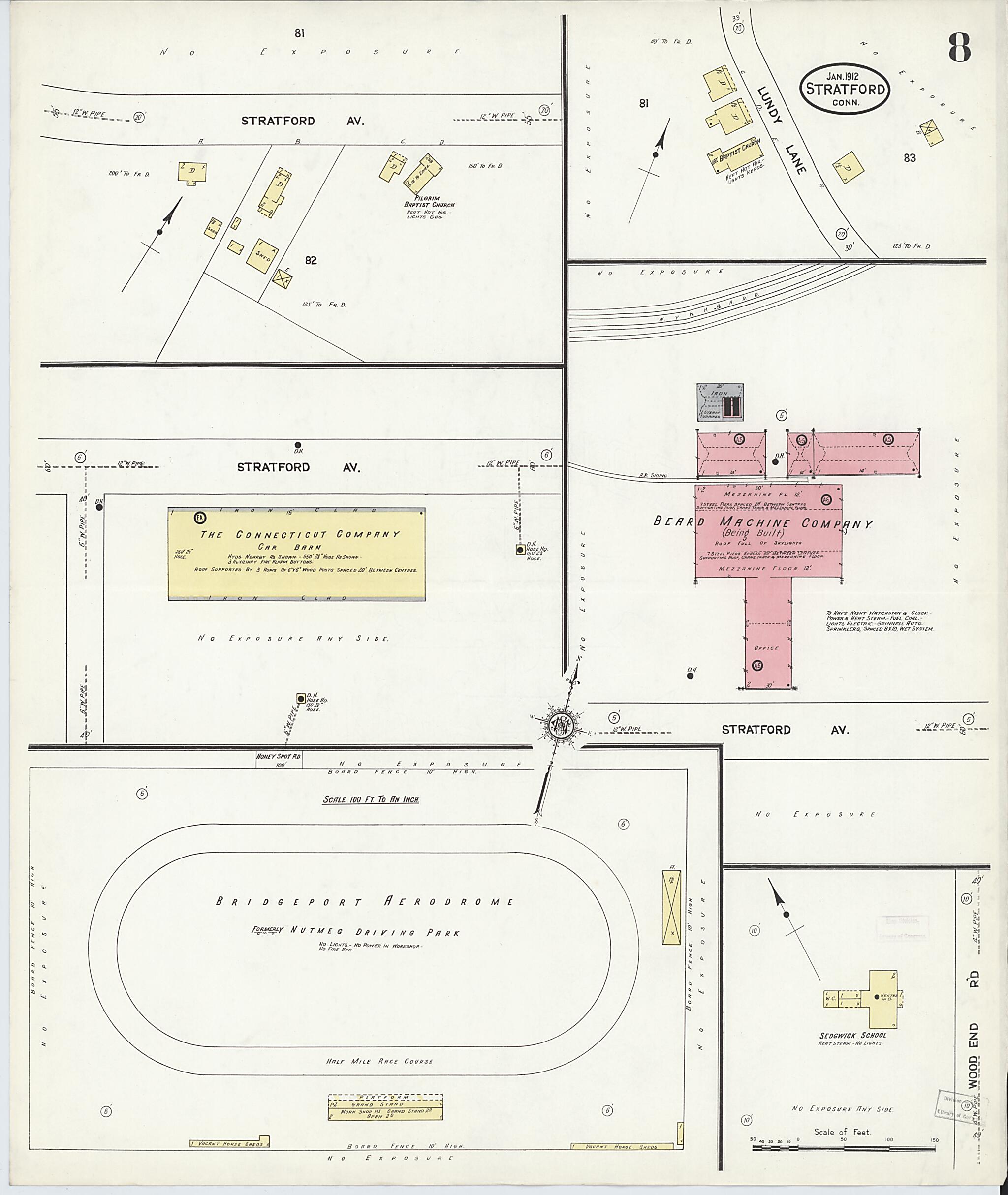 This old map of Stratford, Fairfield County, Connecticut was created by Sanborn Map Company in 1912