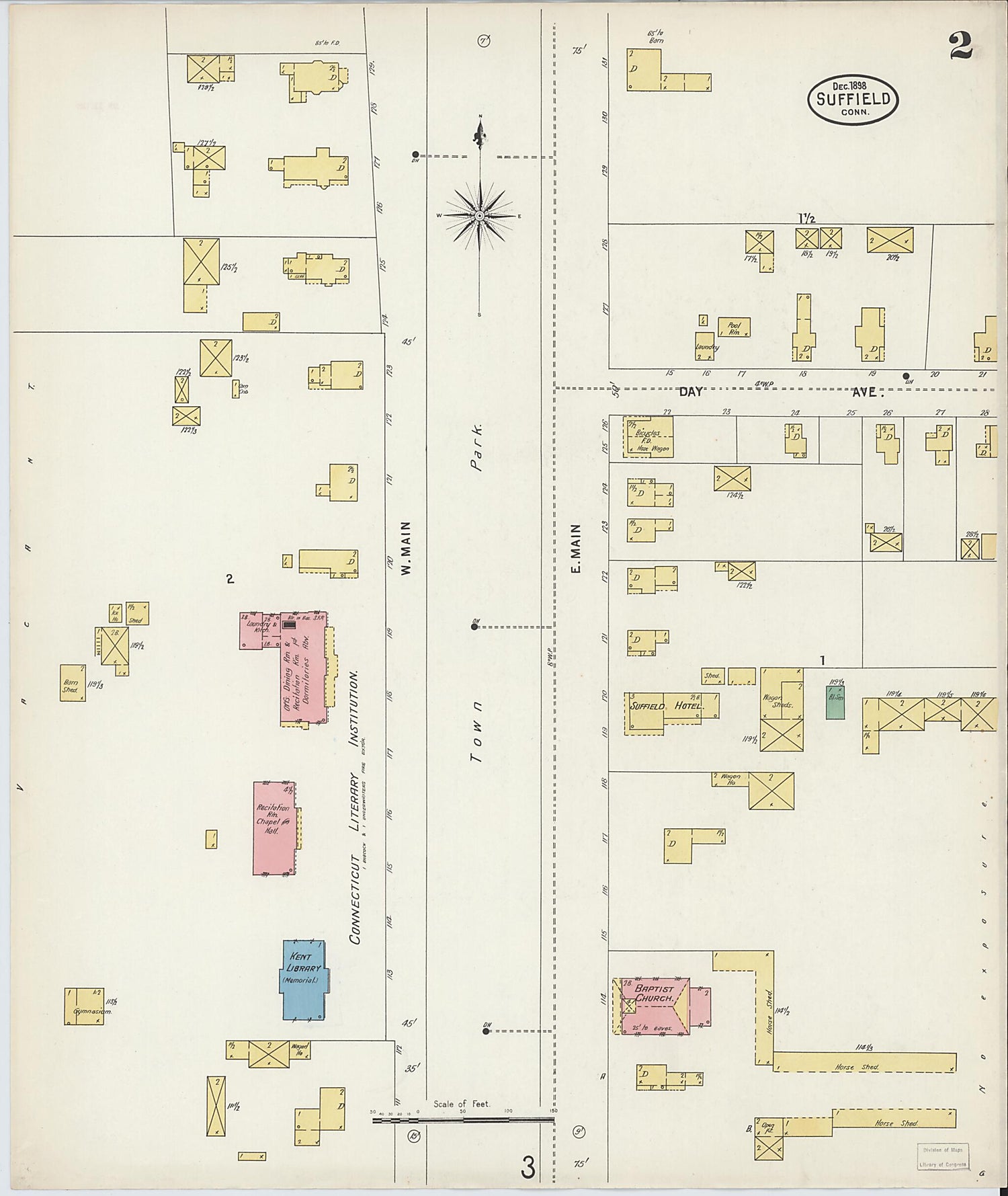This old map of Suffield, Hartford County, Connecticut was created by Sanborn Map Company in 1898