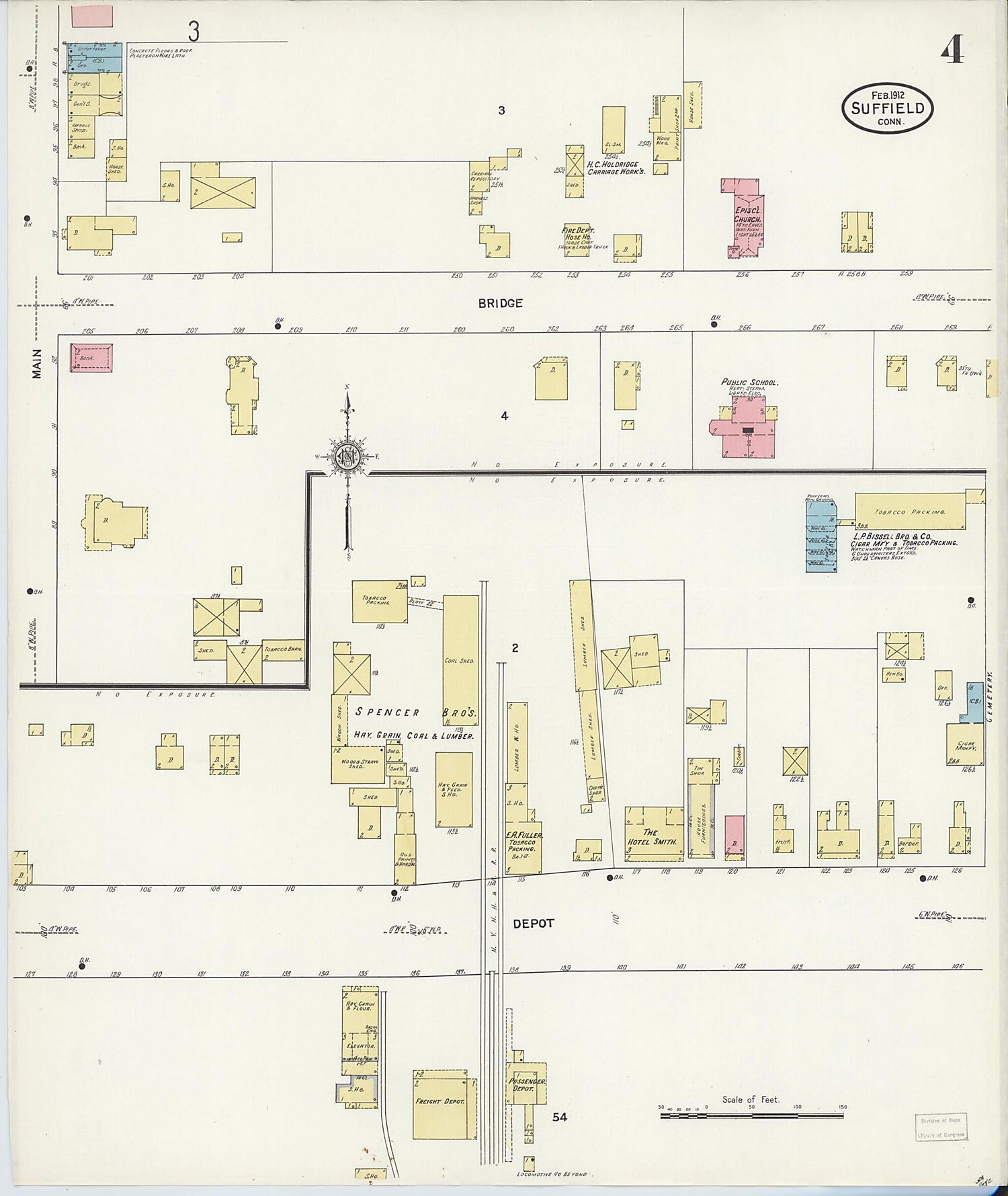 This old map of Suffield, Hartford County, Connecticut was created by Sanborn Map Company in 1912