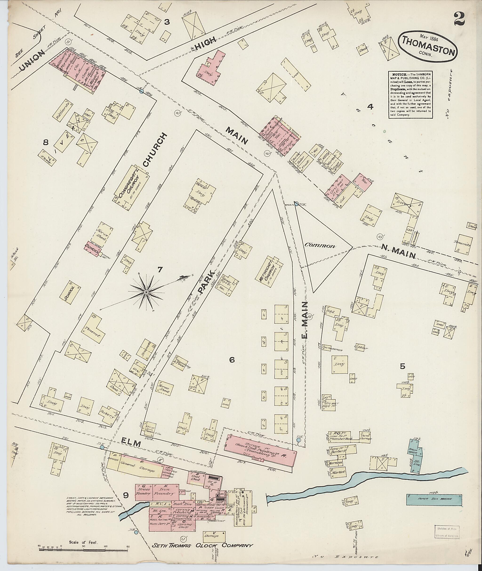 This old map of Thomaston, Litchfield County, Connecticut was created by Sanborn Map Company in 1884