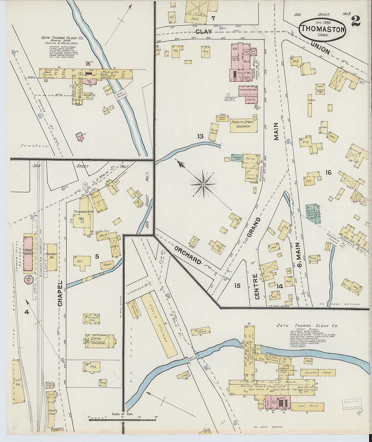 Thomaston, Litchfield County, Connecticut 1890 (Sheet 2 of 3) by Relic Map Company