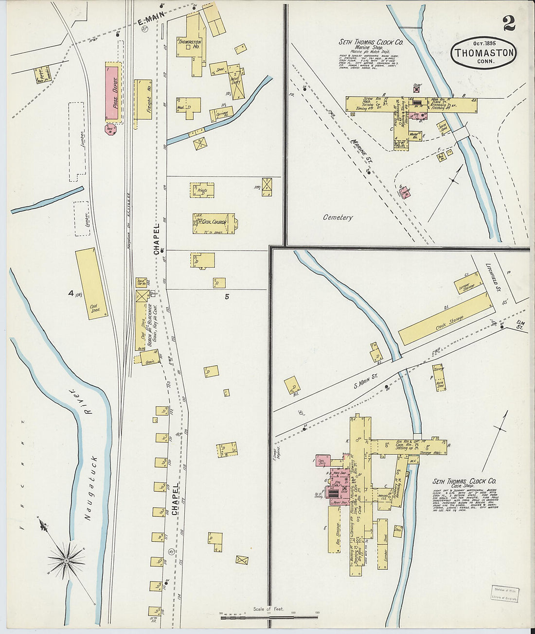 This old map of Thomaston, Litchfield County, Connecticut was created by Sanborn Map Company in 1895