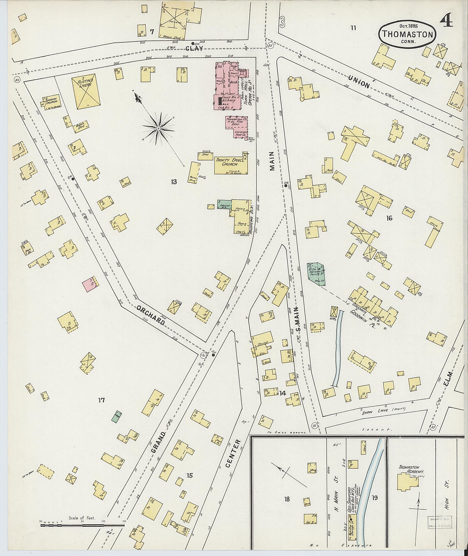 This old map of Thomaston, Litchfield County, Connecticut was created by Sanborn Map Company in 1895