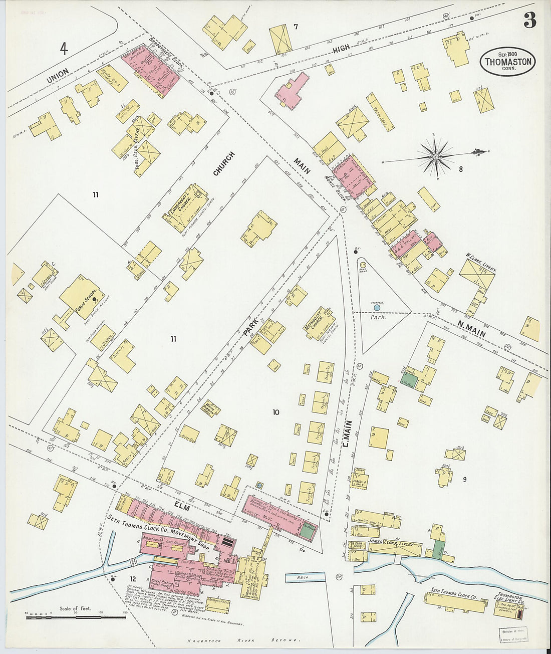 This old map of Thomaston, Litchfield County, Connecticut was created by Sanborn Map Company in 1900