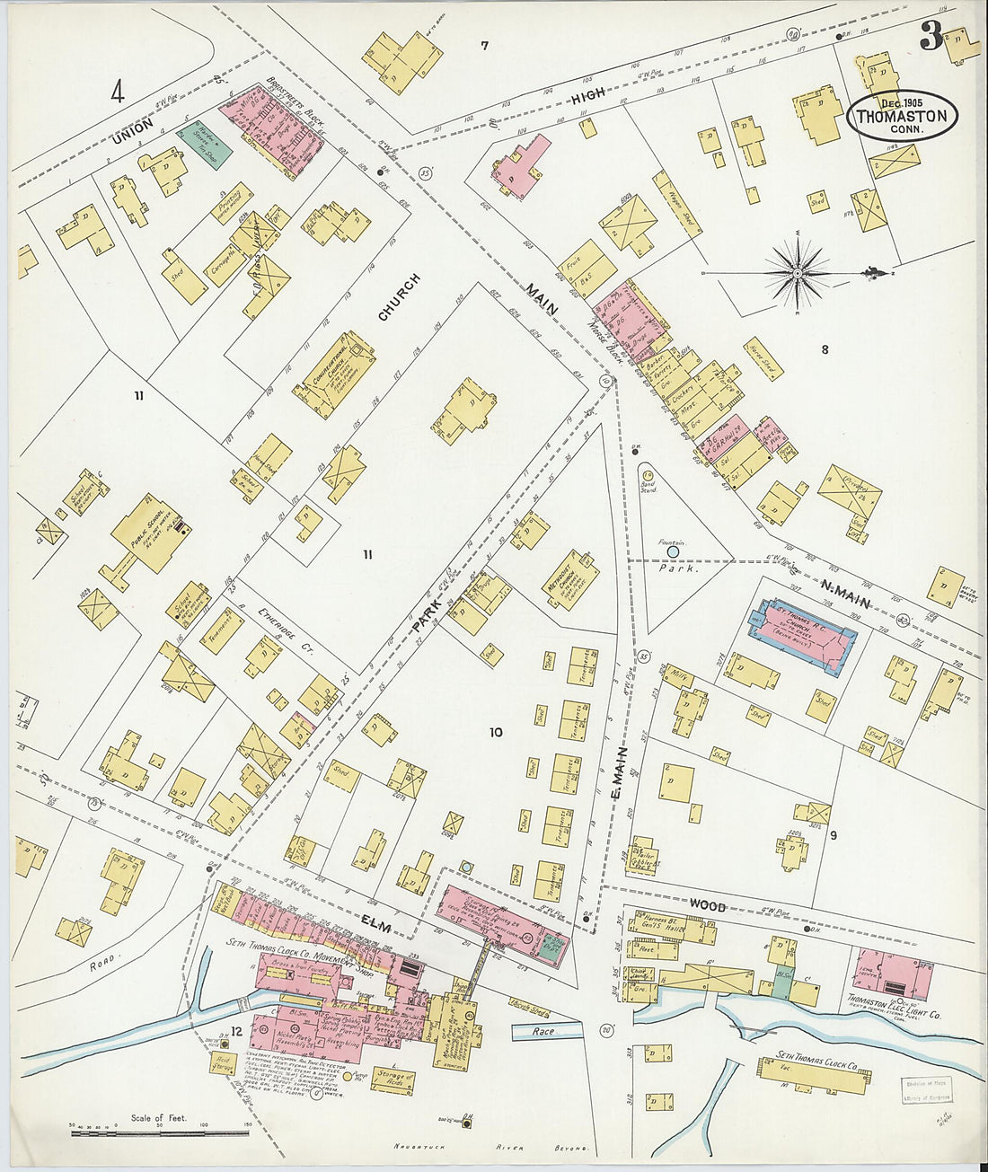 This old map of Thomaston, Litchfield County, Connecticut was created by Sanborn Map Company in 1905