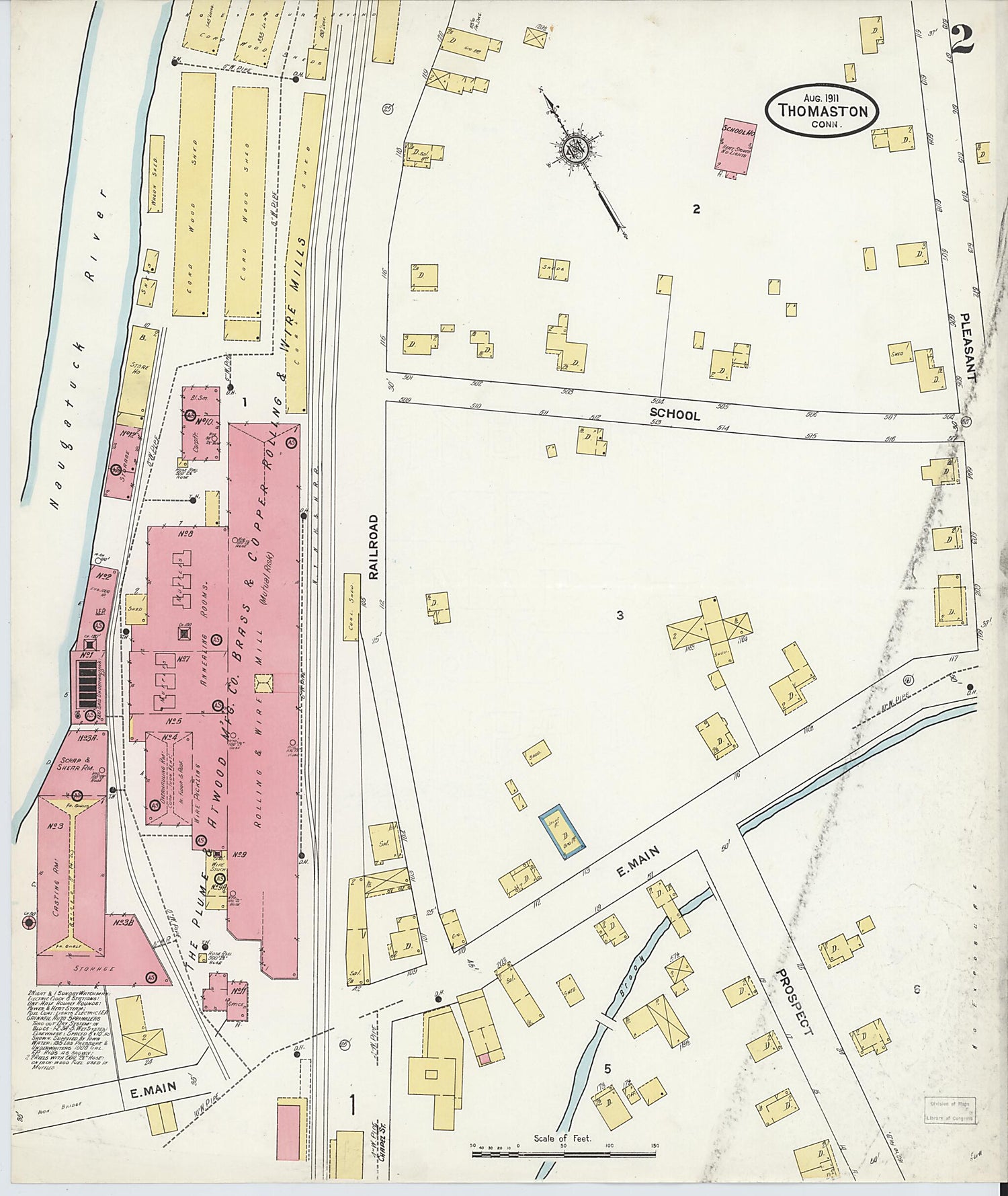 This old map of Thomaston, Litchfield County, Connecticut was created by Sanborn Map Company in 1911