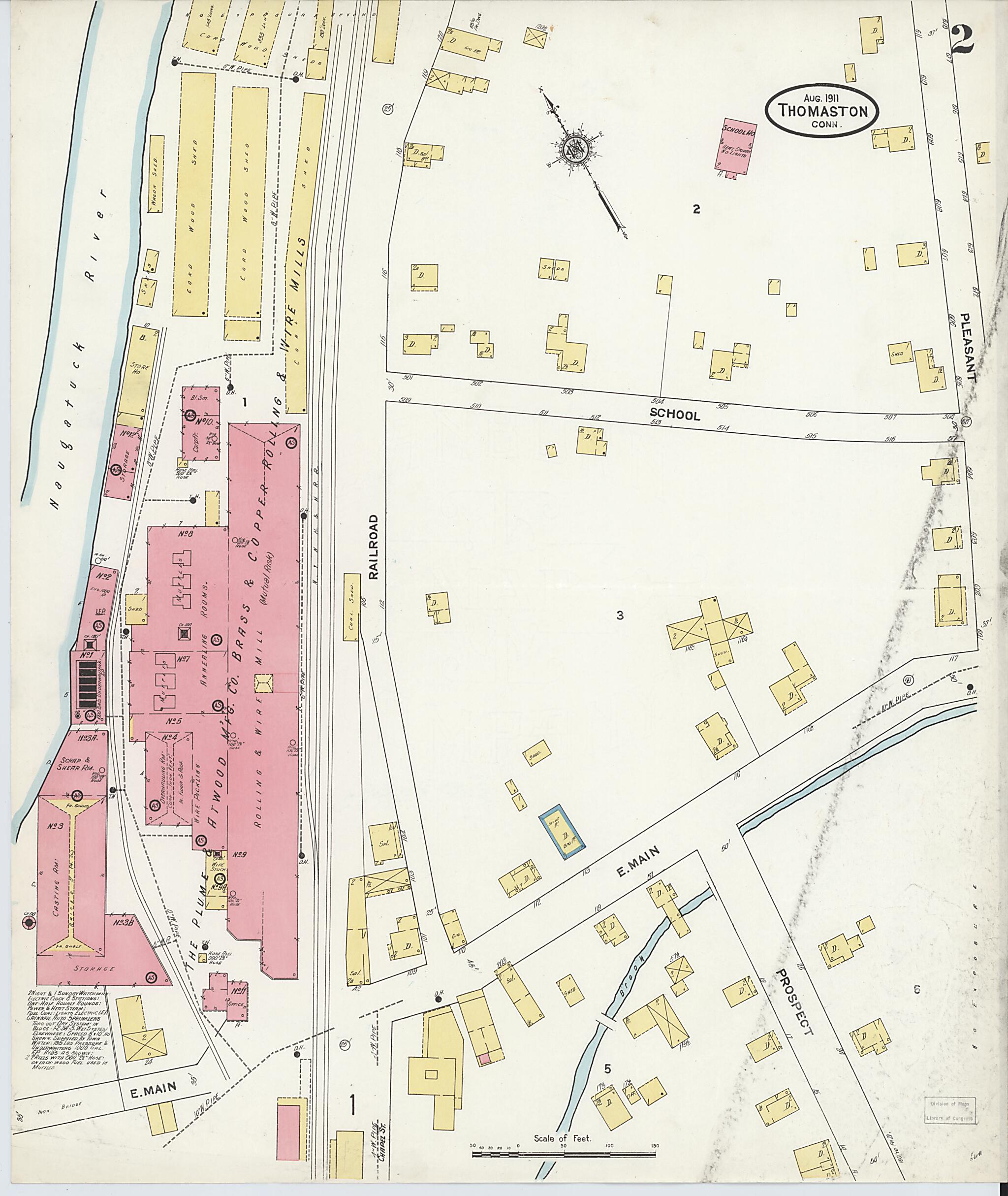 This old map of Thomaston, Litchfield County, Connecticut was created by Sanborn Map Company in 1911