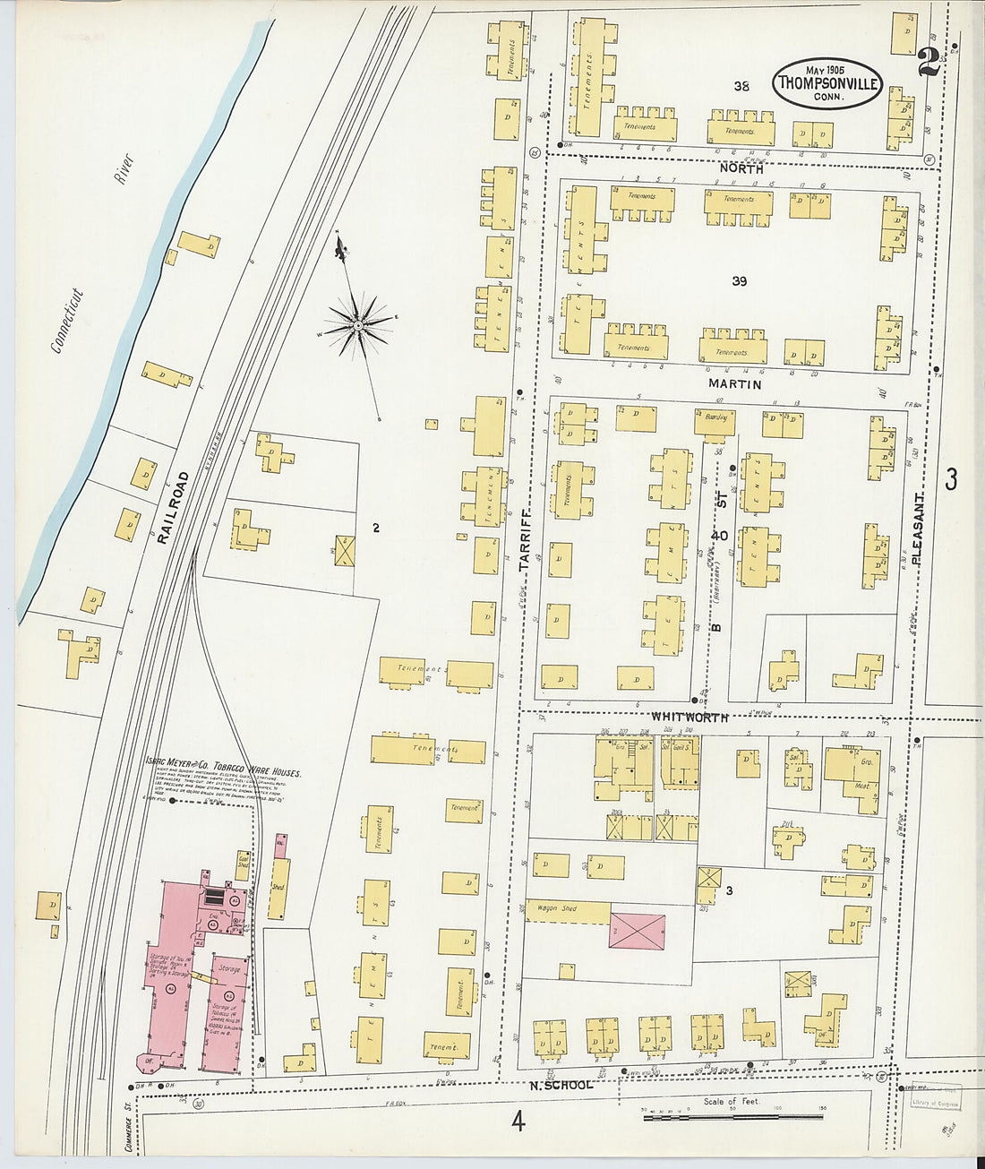 This old map of Thompsonville, Hartford County, Connecticut was created by Sanborn Map Company in 1905