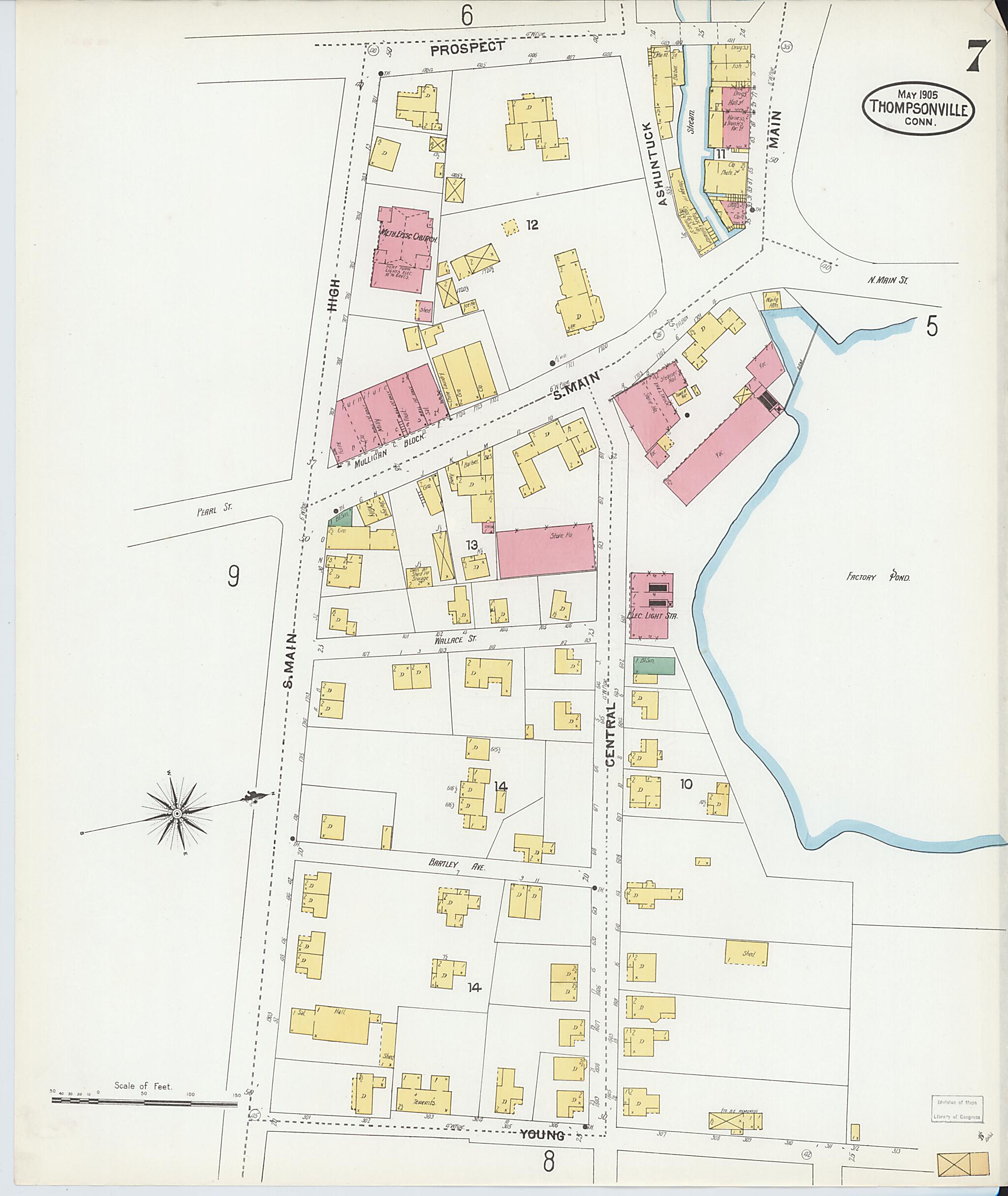 This old map of Thompsonville, Hartford County, Connecticut was created by Sanborn Map Company in 1905