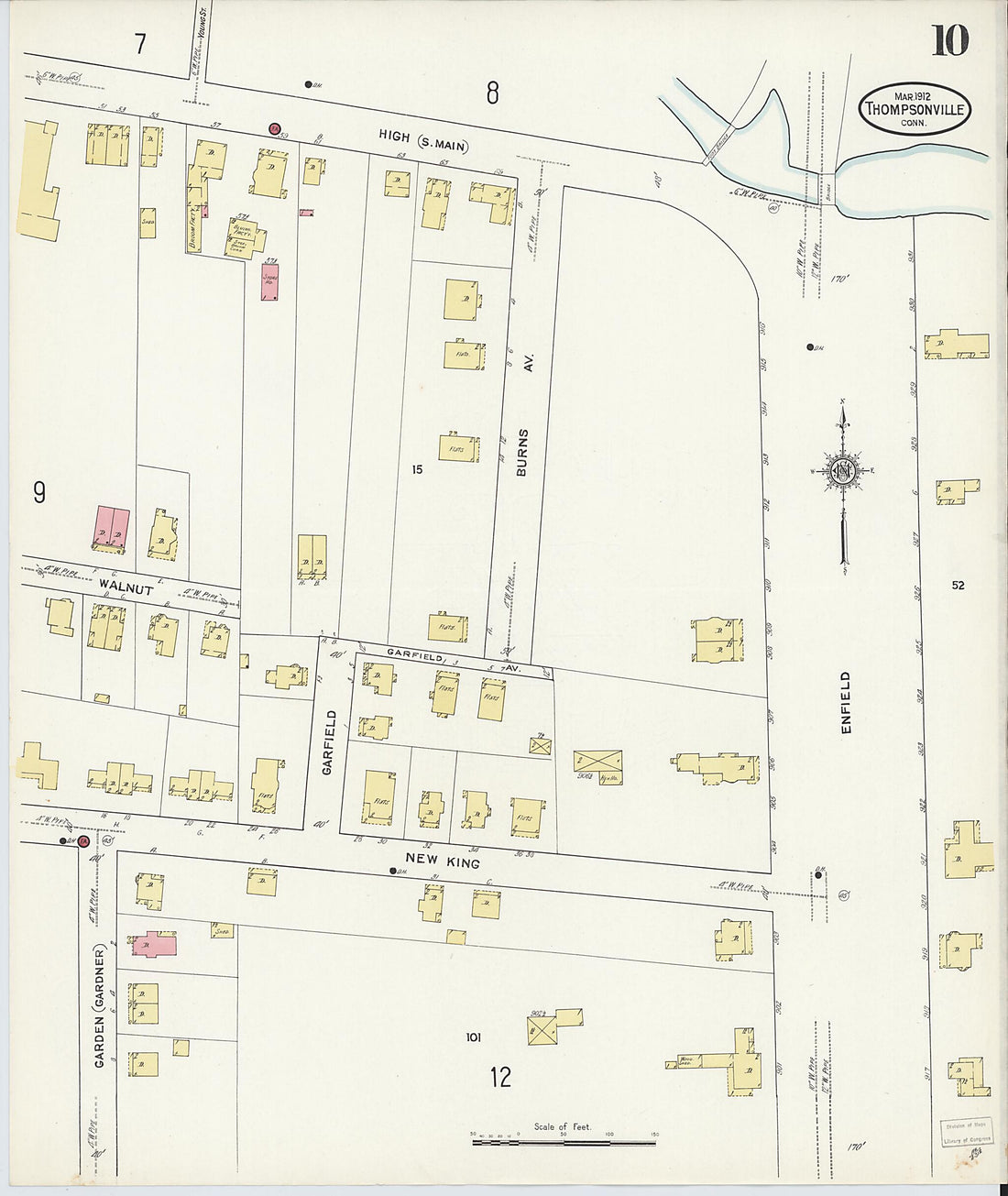 This old map of Thompsonville, Hartford County, Connecticut was created by Sanborn Map Company in 1912
