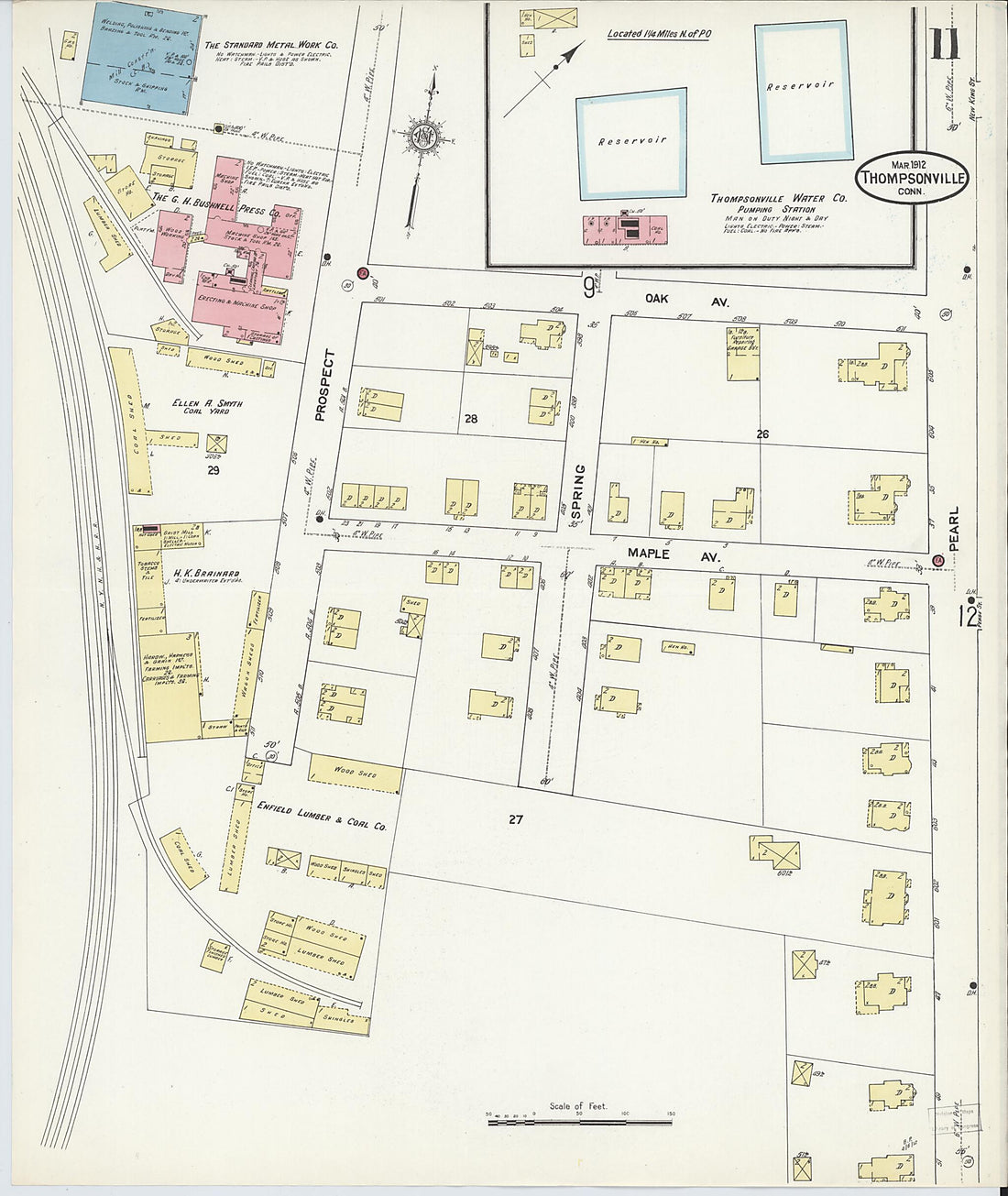This old map of Thompsonville, Hartford County, Connecticut was created by Sanborn Map Company in 1912