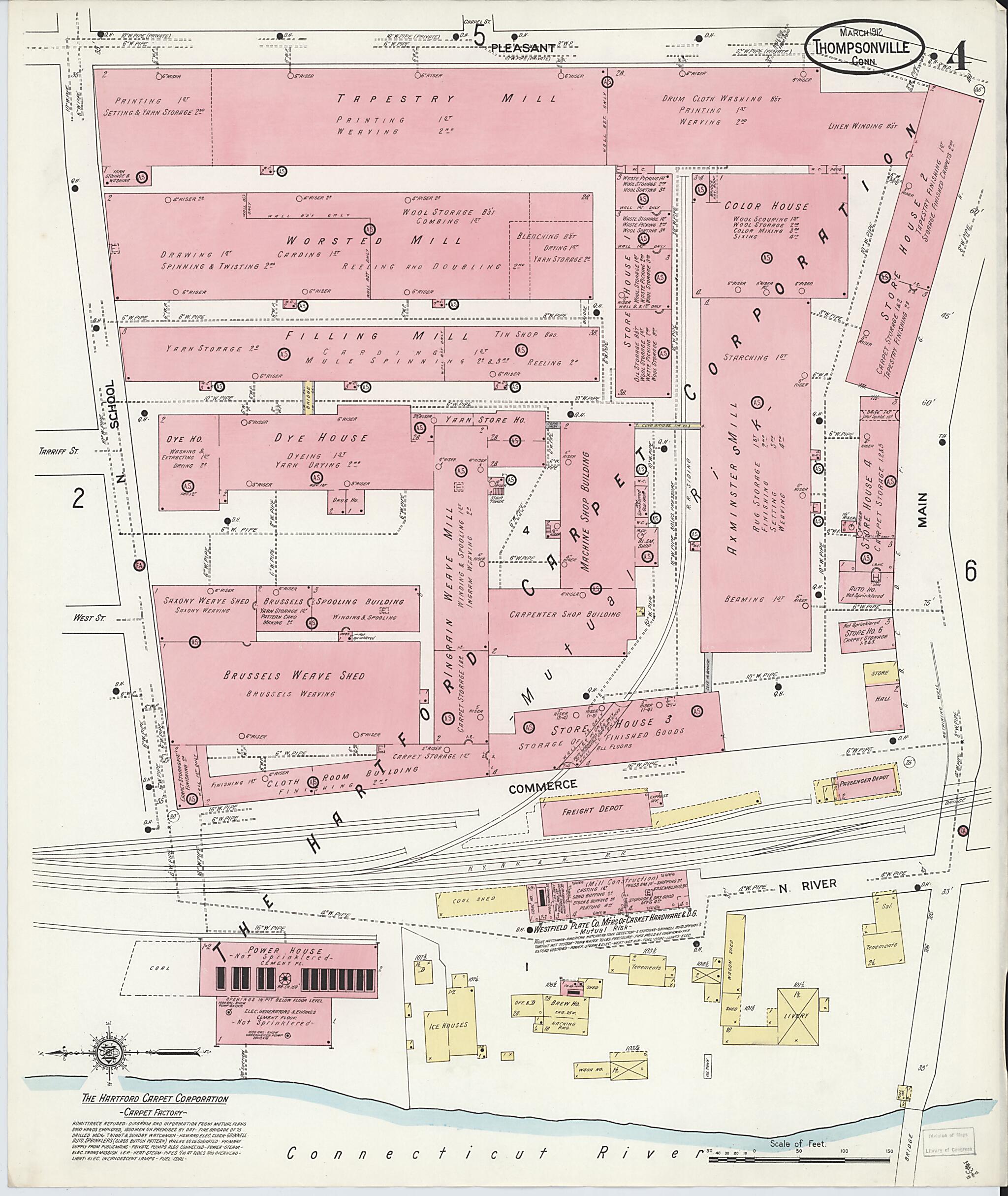 This old map of Thompsonville, Hartford County, Connecticut was created by Sanborn Map Company in 1912