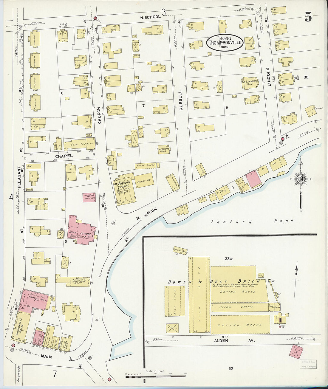 This old map of Thompsonville, Hartford County, Connecticut was created by Sanborn Map Company in 1912