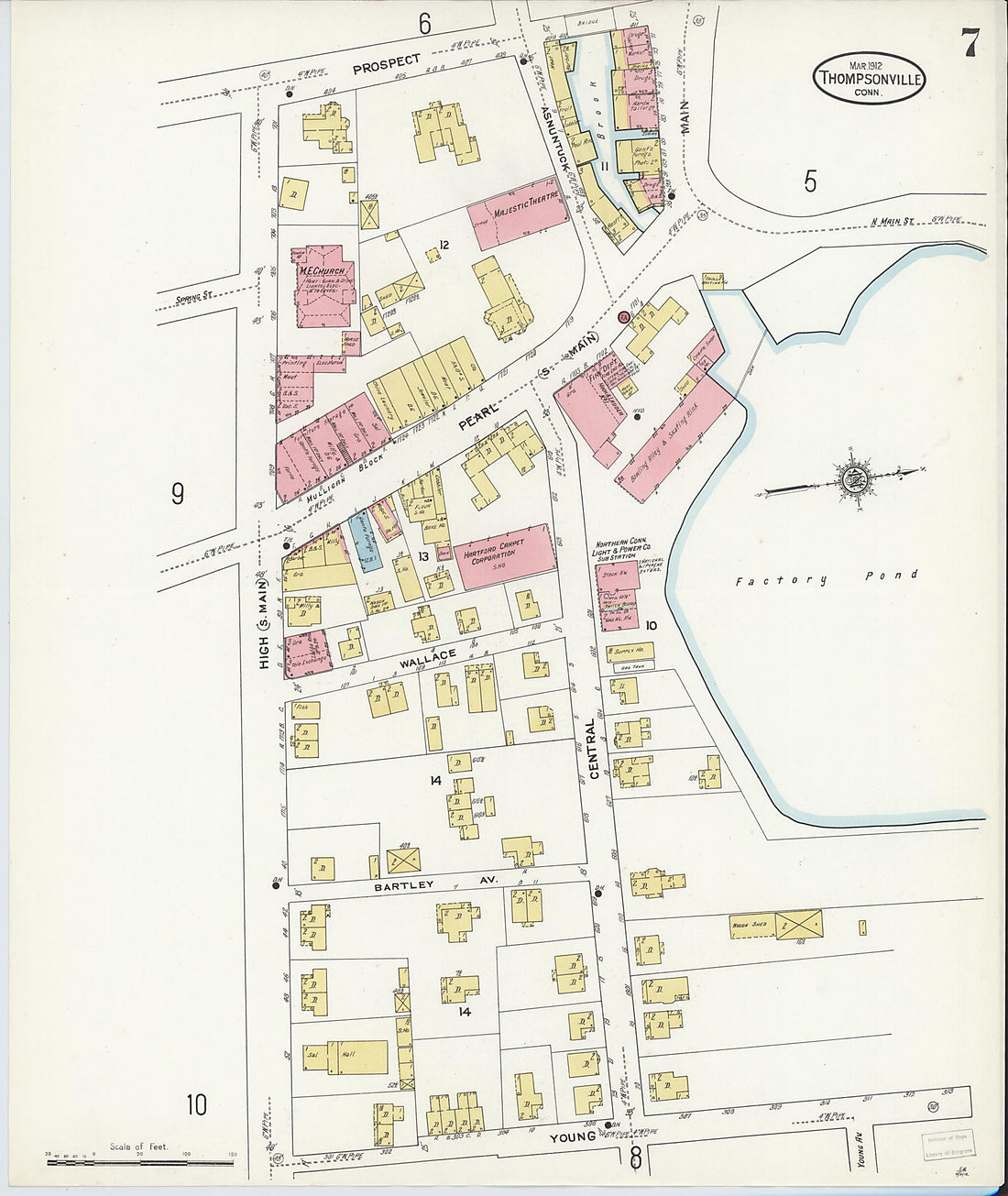 This old map of Thompsonville, Hartford County, Connecticut was created by Sanborn Map Company in 1912
