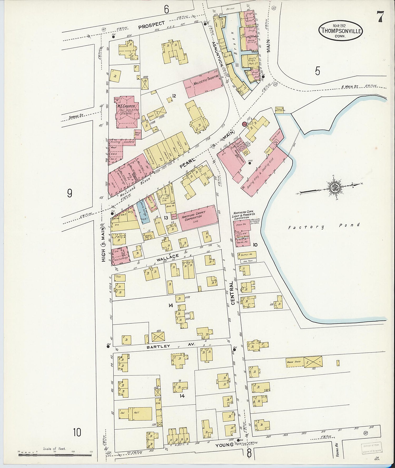 This old map of Thompsonville, Hartford County, Connecticut was created by Sanborn Map Company in 1912