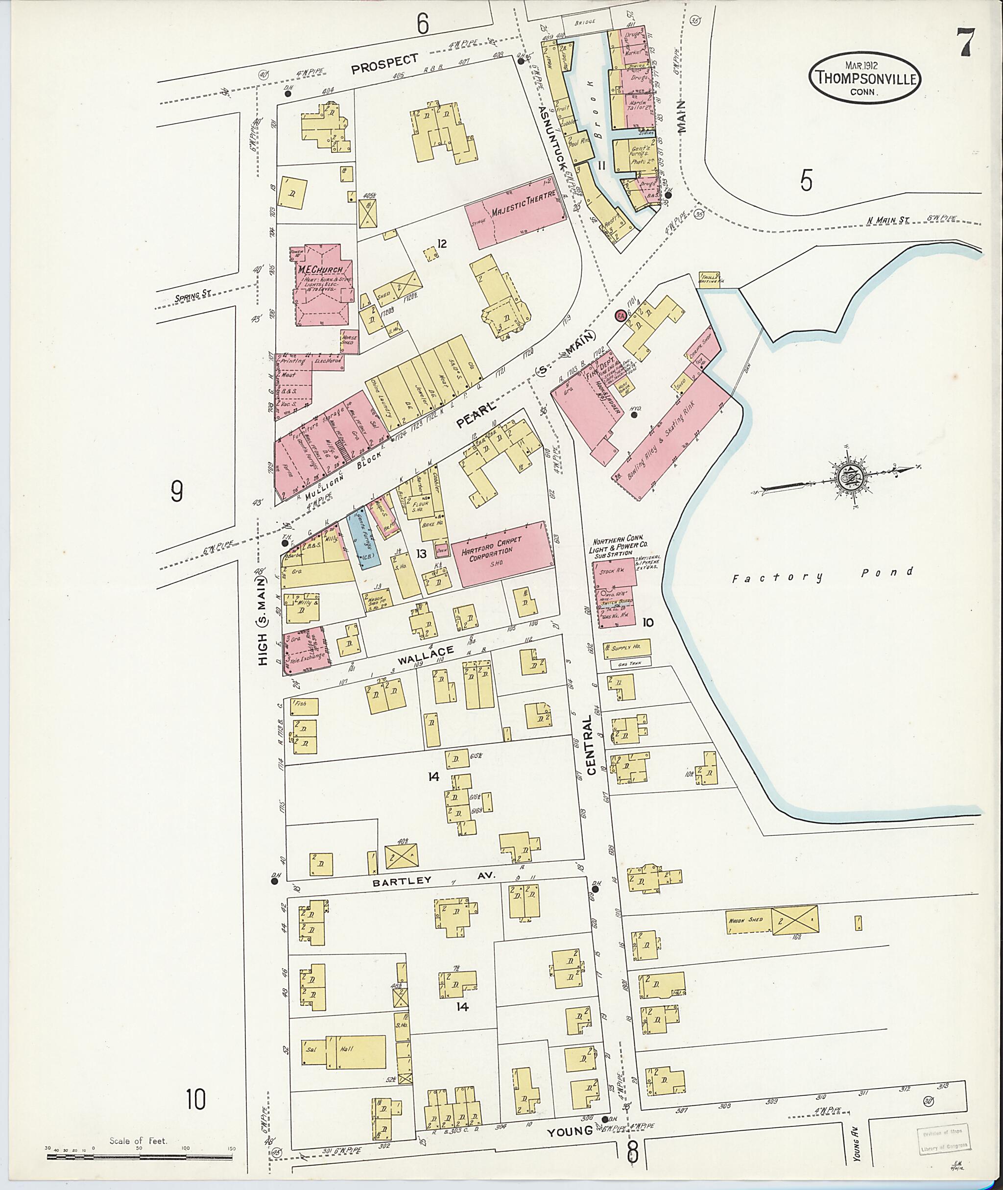 This old map of Thompsonville, Hartford County, Connecticut was created by Sanborn Map Company in 1912